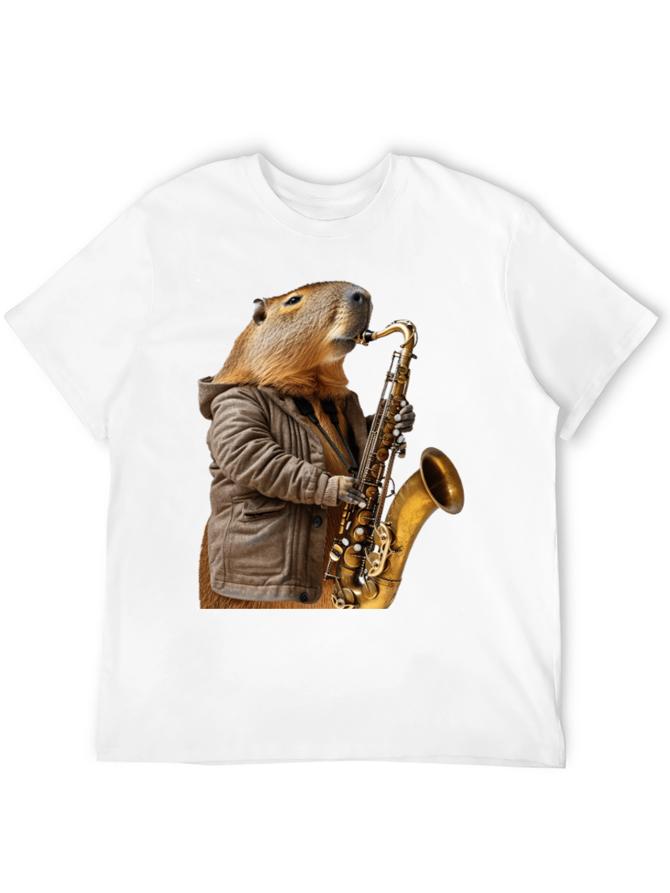 Black Capybara Saxophone T-Shirt view 12