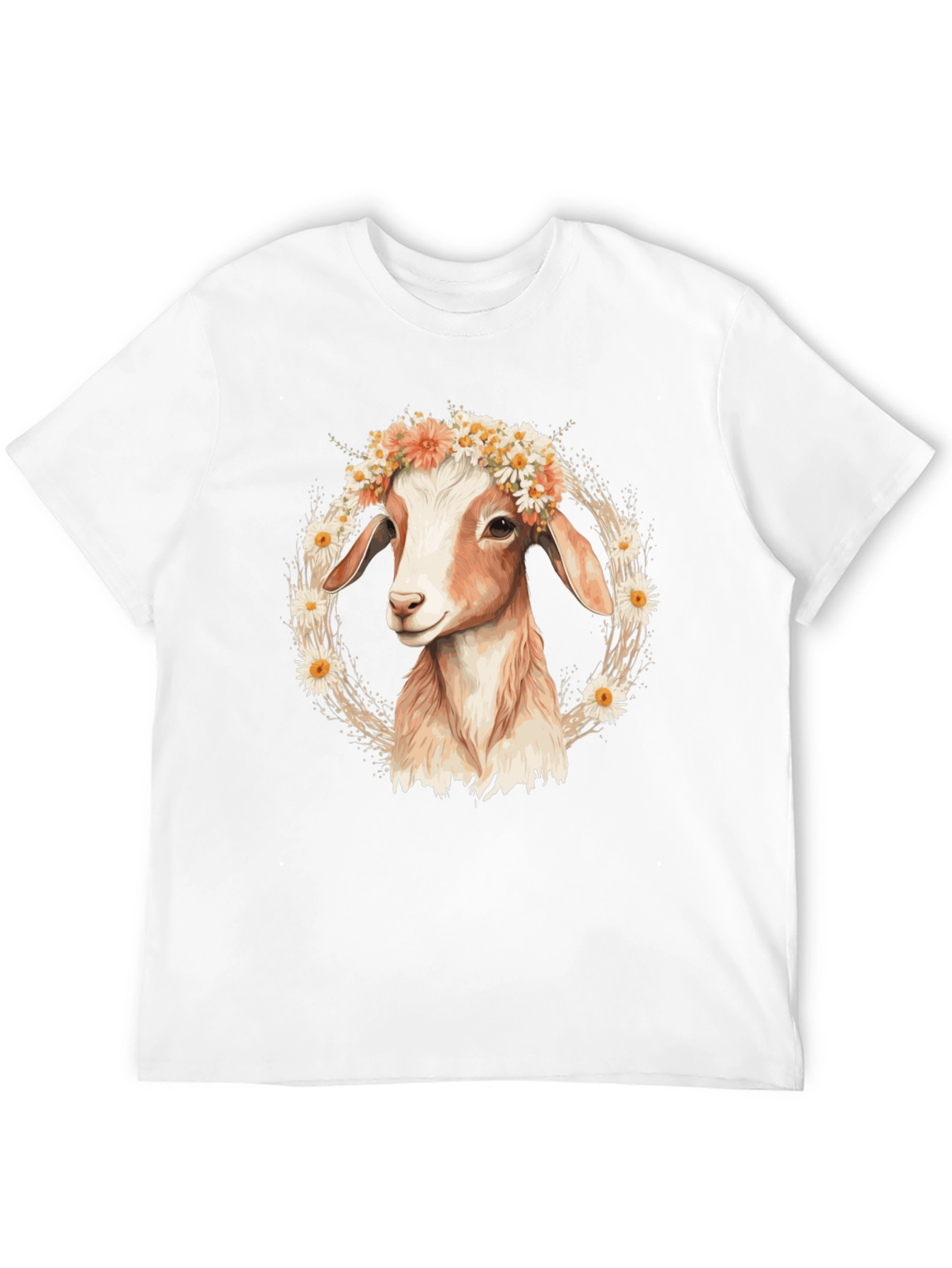 Black Goat with Flower Crown T-Shirt view 12