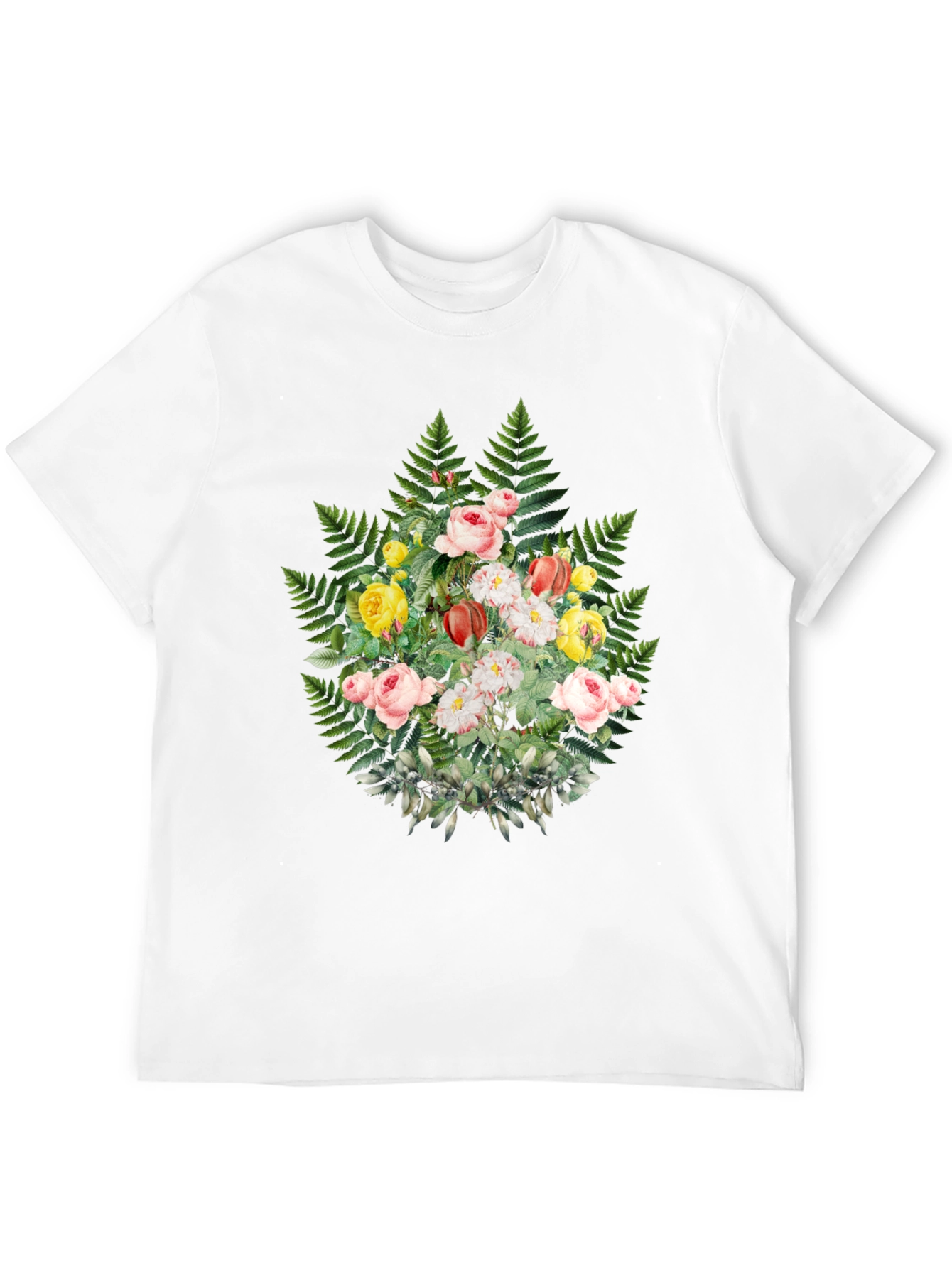 Black Floral Fern Graphic Tee - Stylish Black T-Shirt view 12