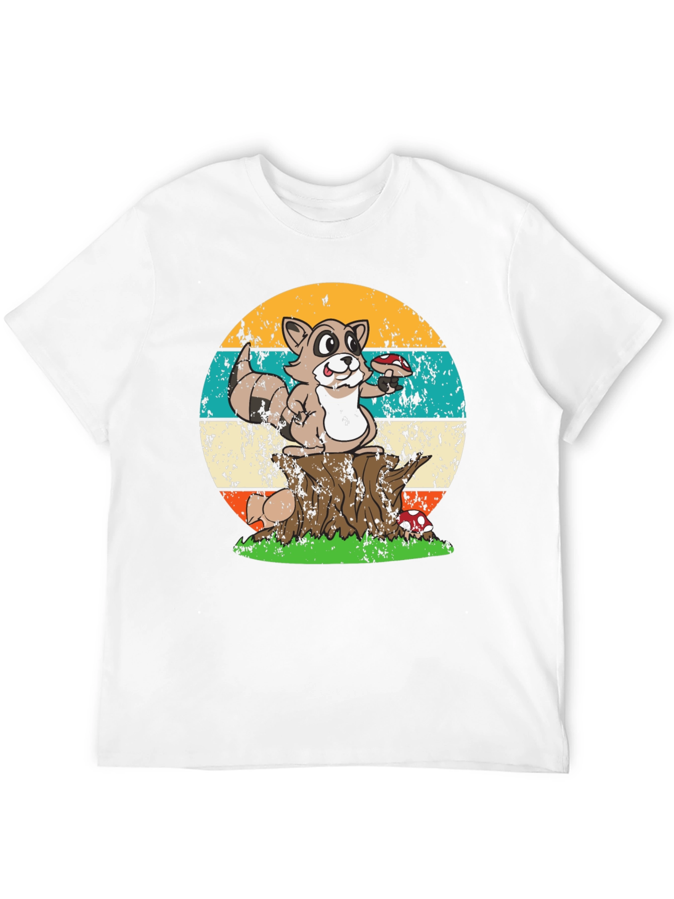 Black Retro Raccoon & Mushroom T-Shirt view 12