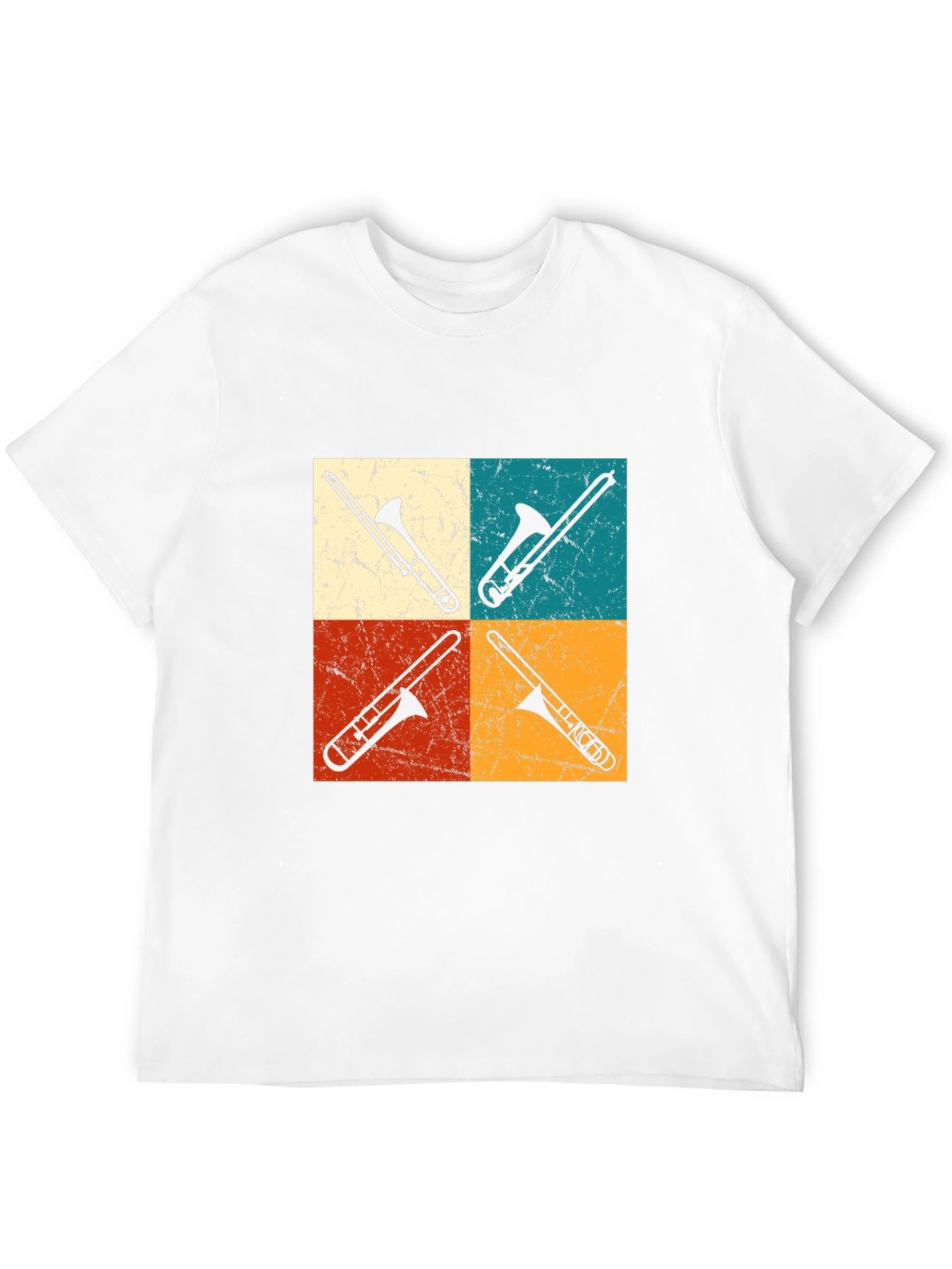 Black Retro Trombone Quartet Tee view 12