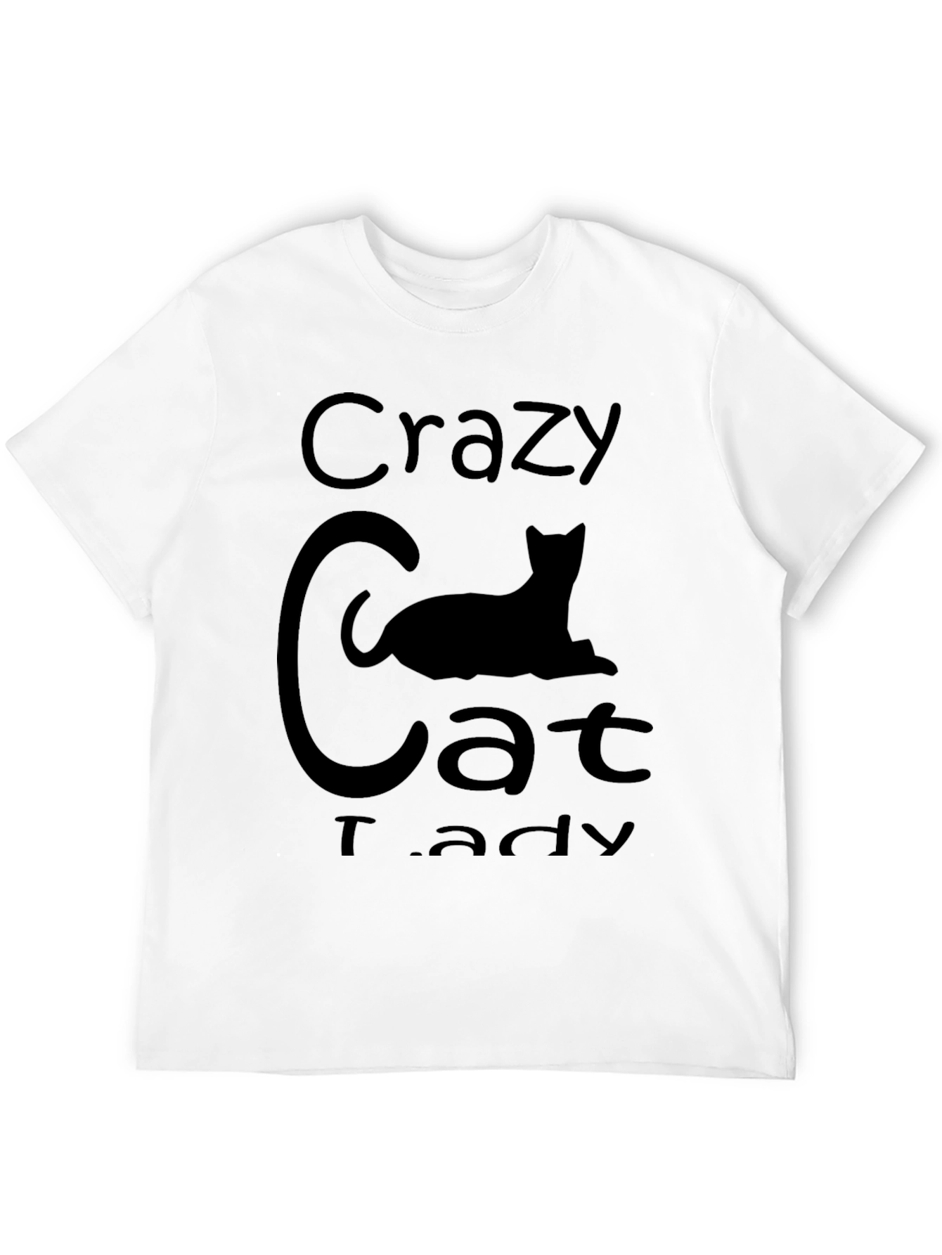 Black Crazy Cat Lady T-Shirt - Black view 12