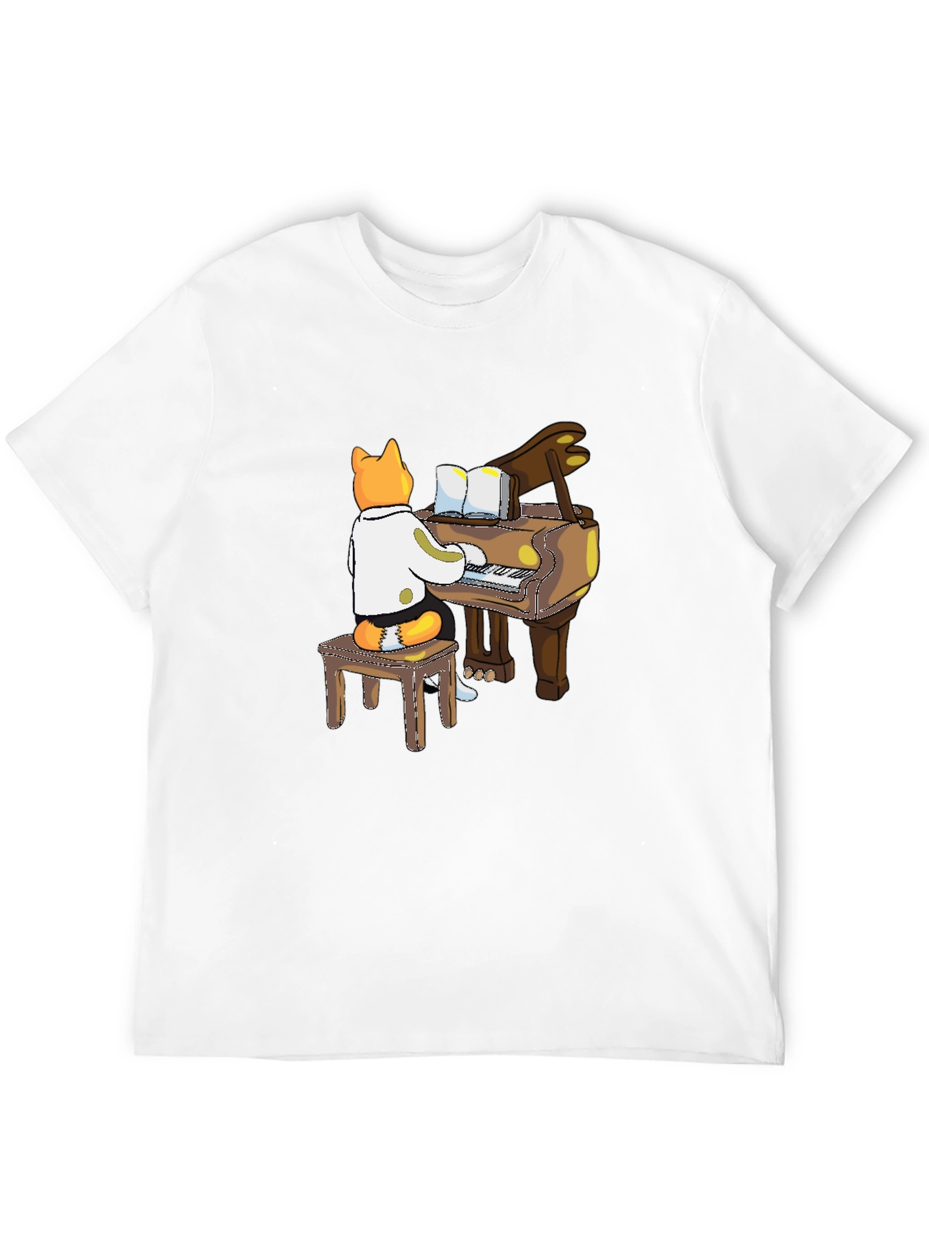 Black Cat Pianist T-Shirt - Black Graphic Tee view 12