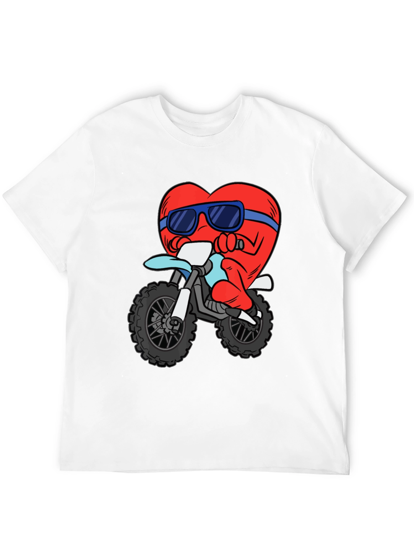Black Heart Riding a Motorcycle Graphic T-Shirt view 12