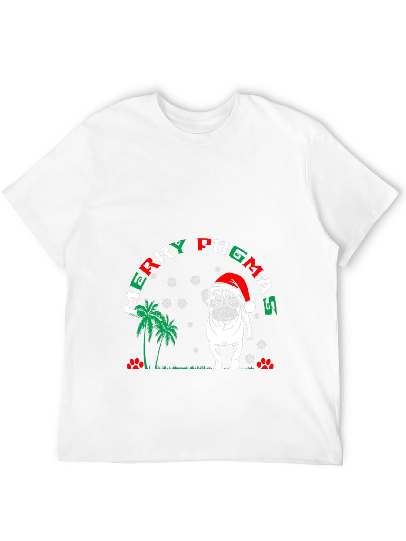 Black Merry Pugmas Christmas T-Shirt view 12