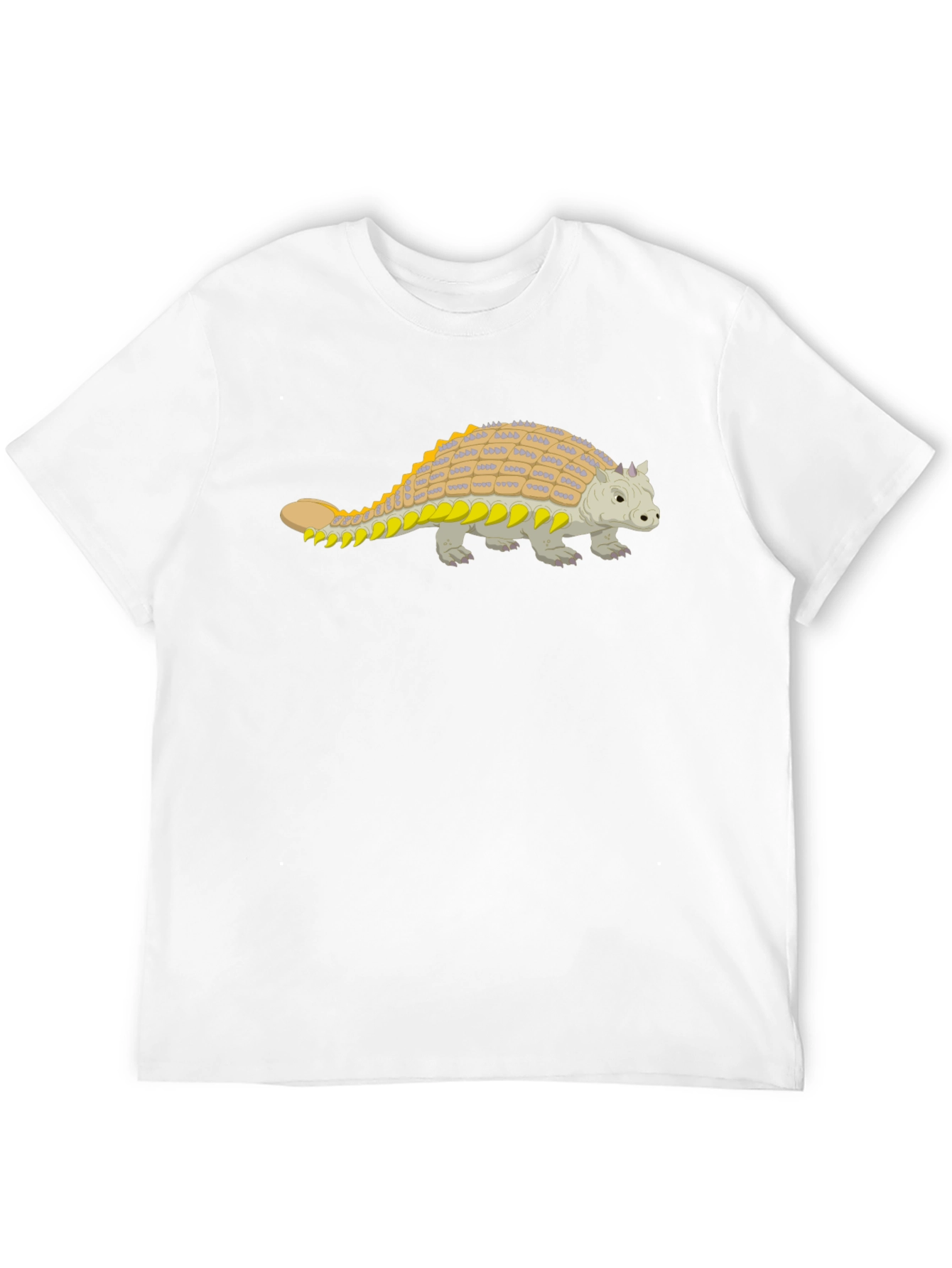 Black Ankylosaurus Dinosaur Graphic Tee - Black Cotton Shirt view 12