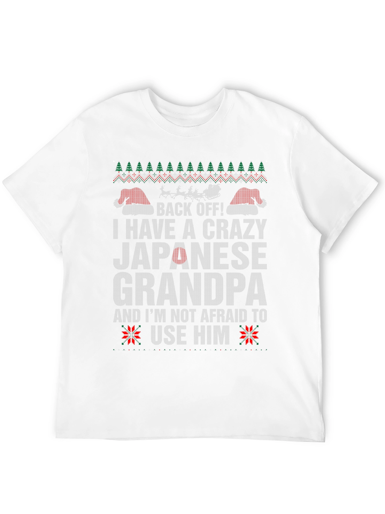 Black Crazy Japanese Grandpa Christmas T-Shirt view 12