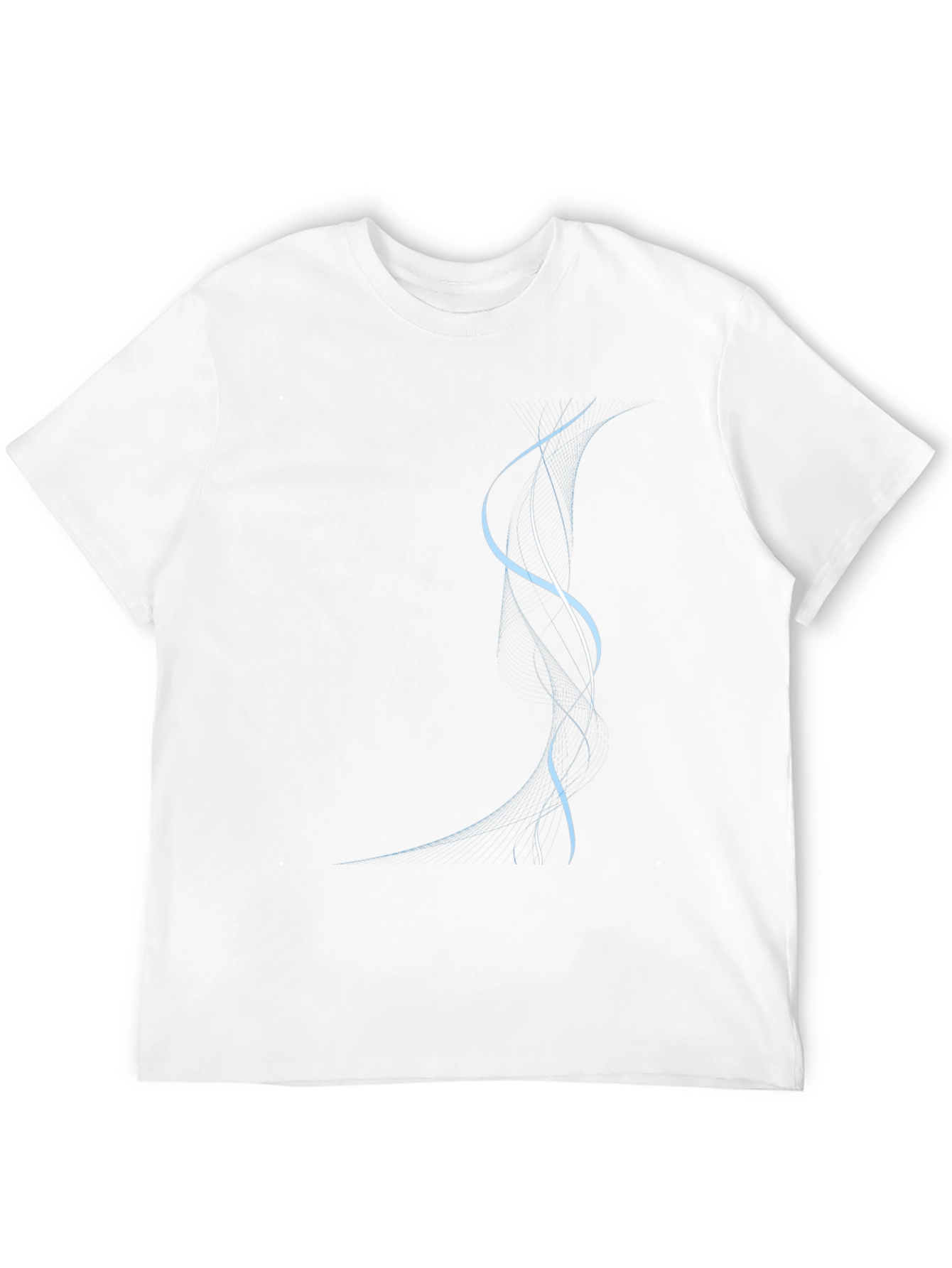 Black Men's Black T-Shirt with Abstract Blue Line Design view 12