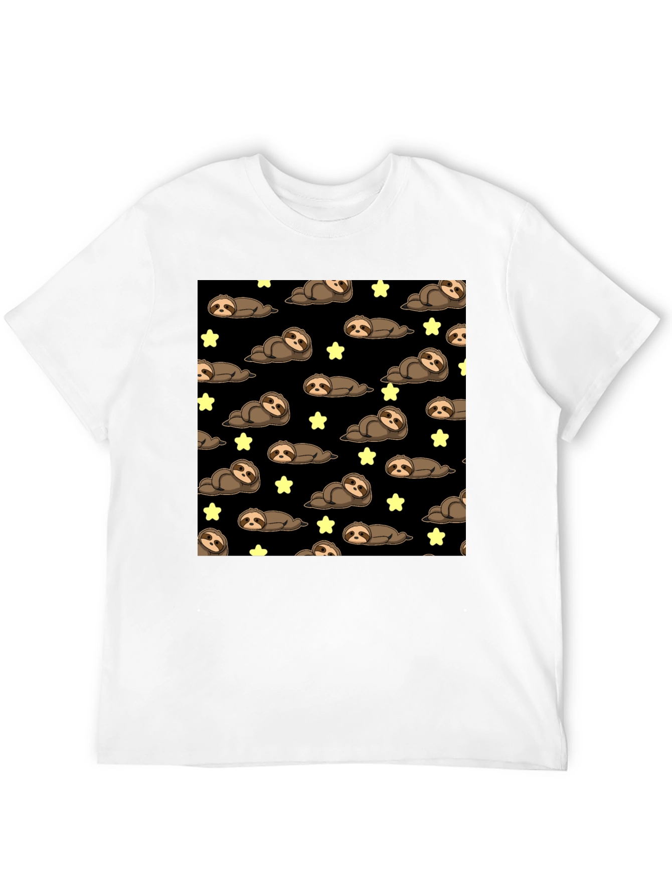 Black Cute Sloth Starry Night T-Shirt view 12