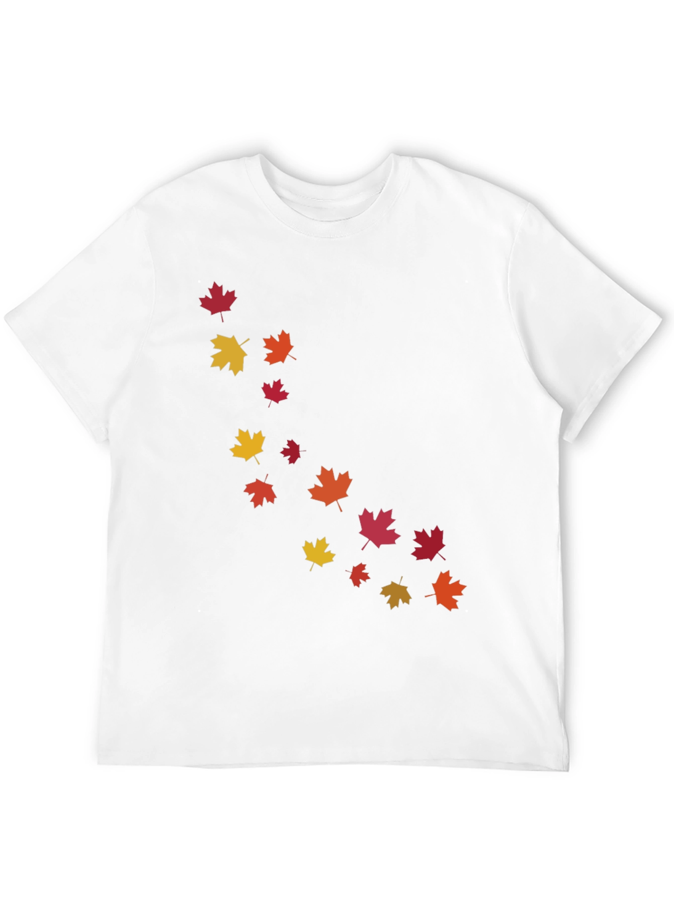 Black Autumn Maple Leaves Print Black T-Shirt view 12