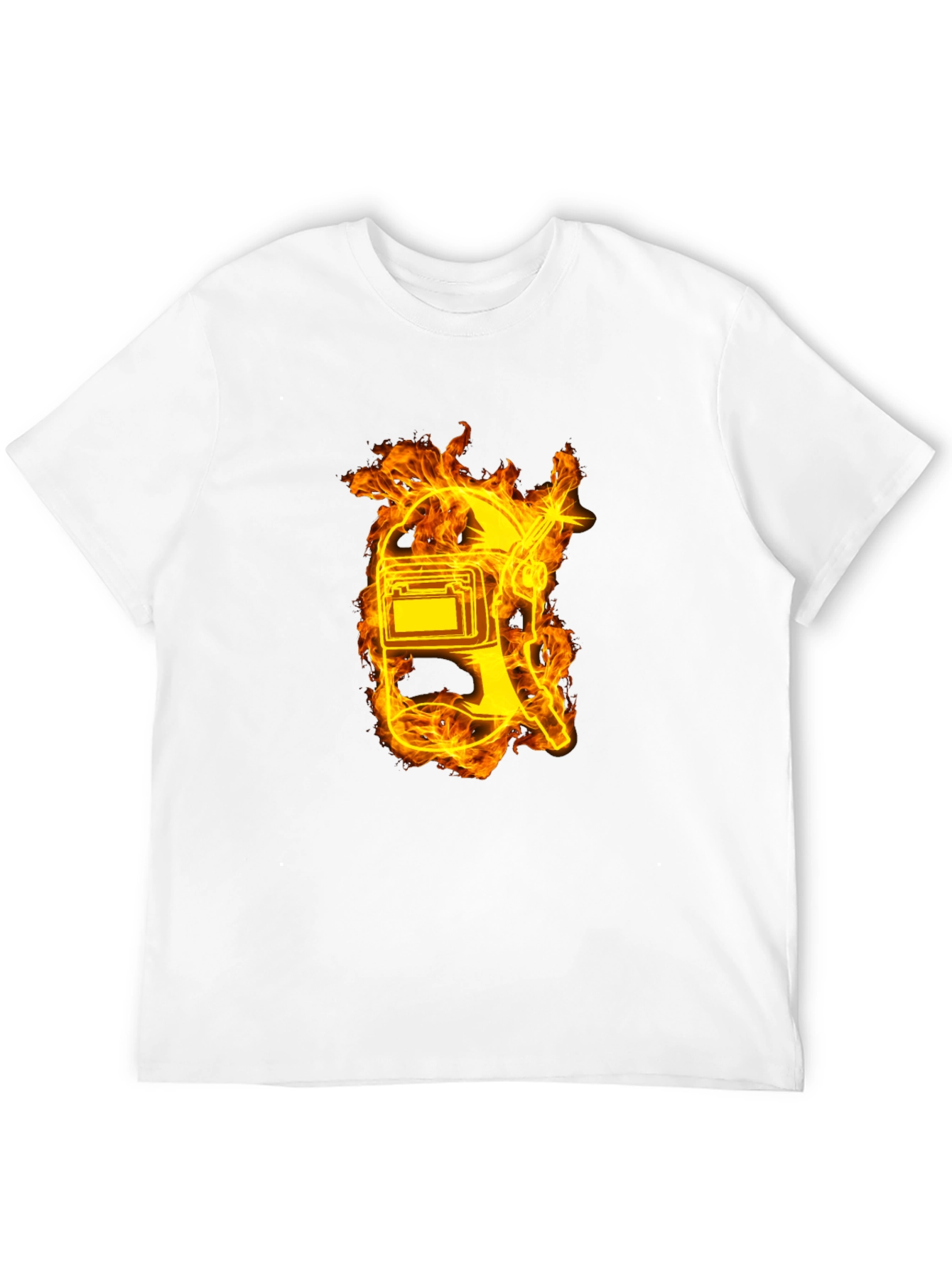 Black Flaming Welder T-Shirt - Black Cotton Tee view 12