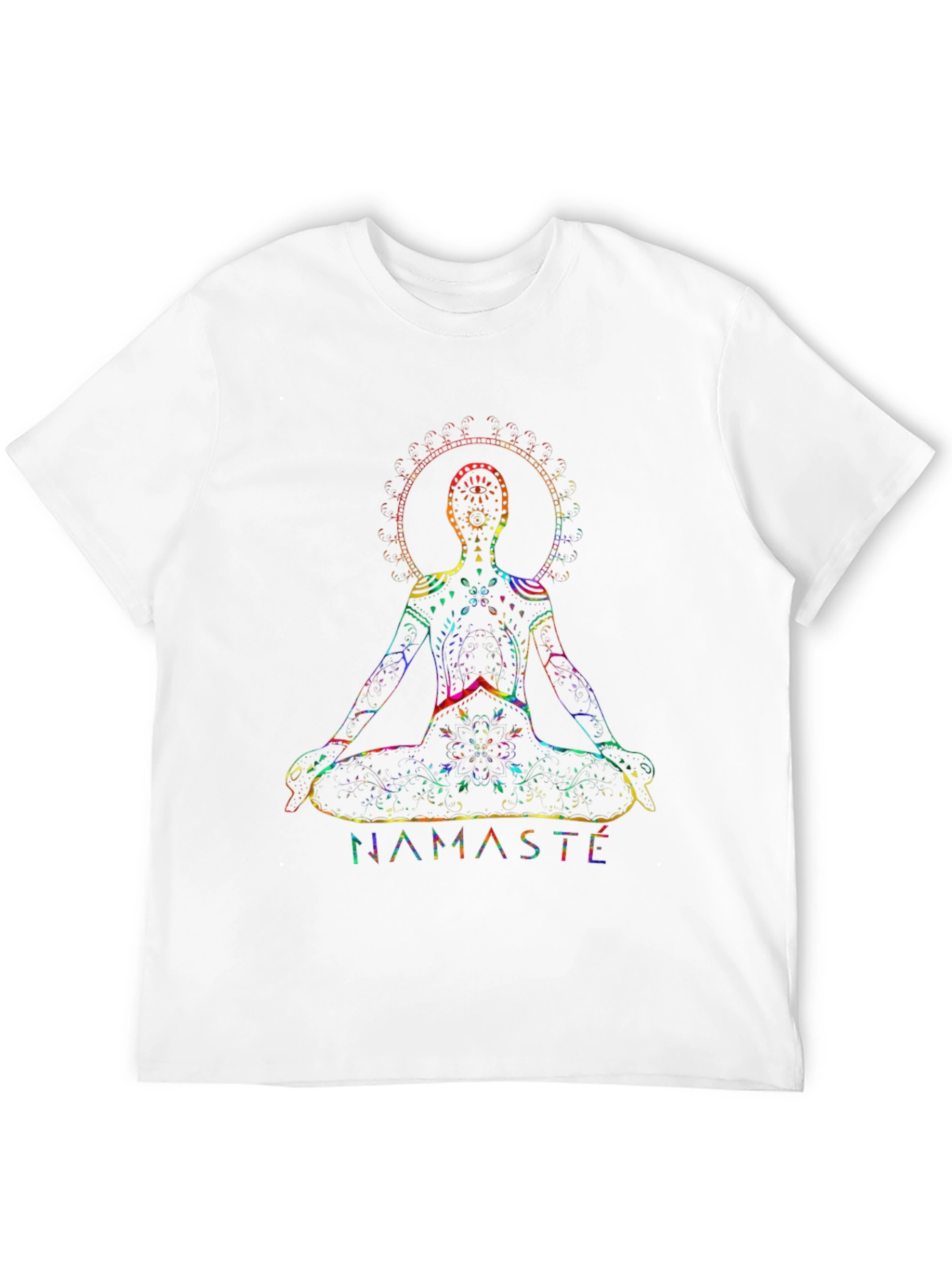 Black Namaste Yoga Rainbow Chakra Graphic Black T-Shirt view 12