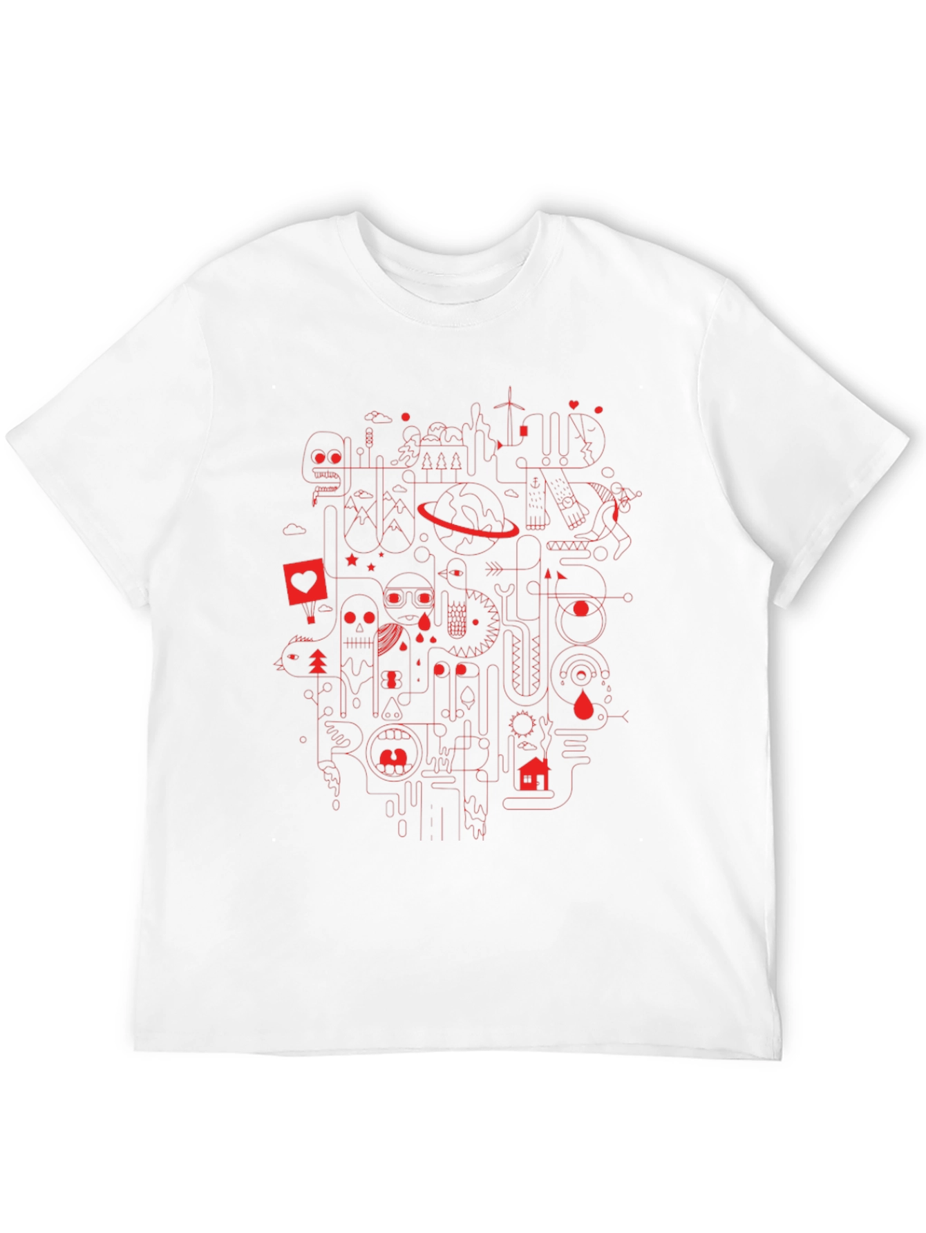 Black Abstract Graphic Print Crew Neck T-Shirt view 12