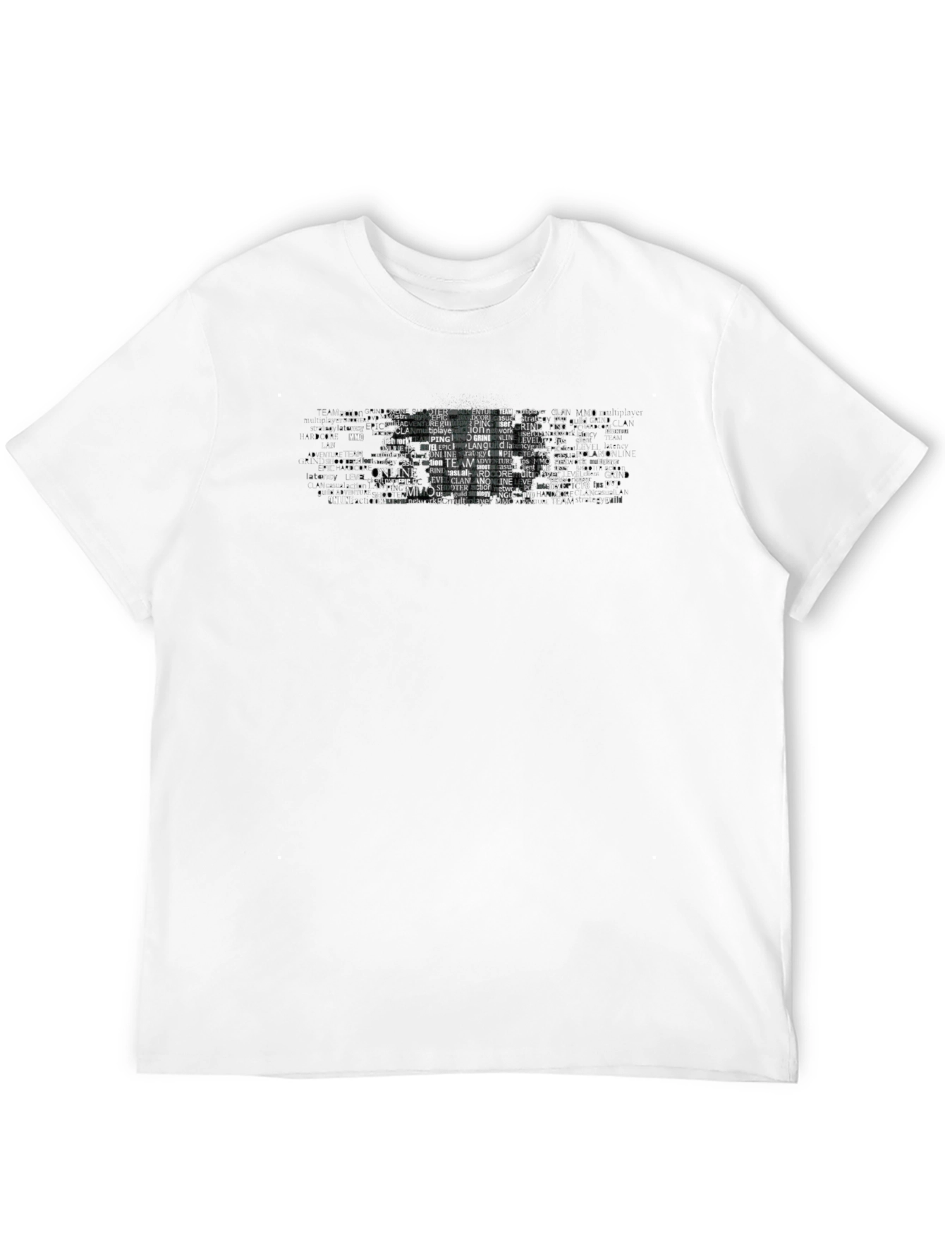 Black Gaming Word Art T-Shirt - Black Crew Neck view 12