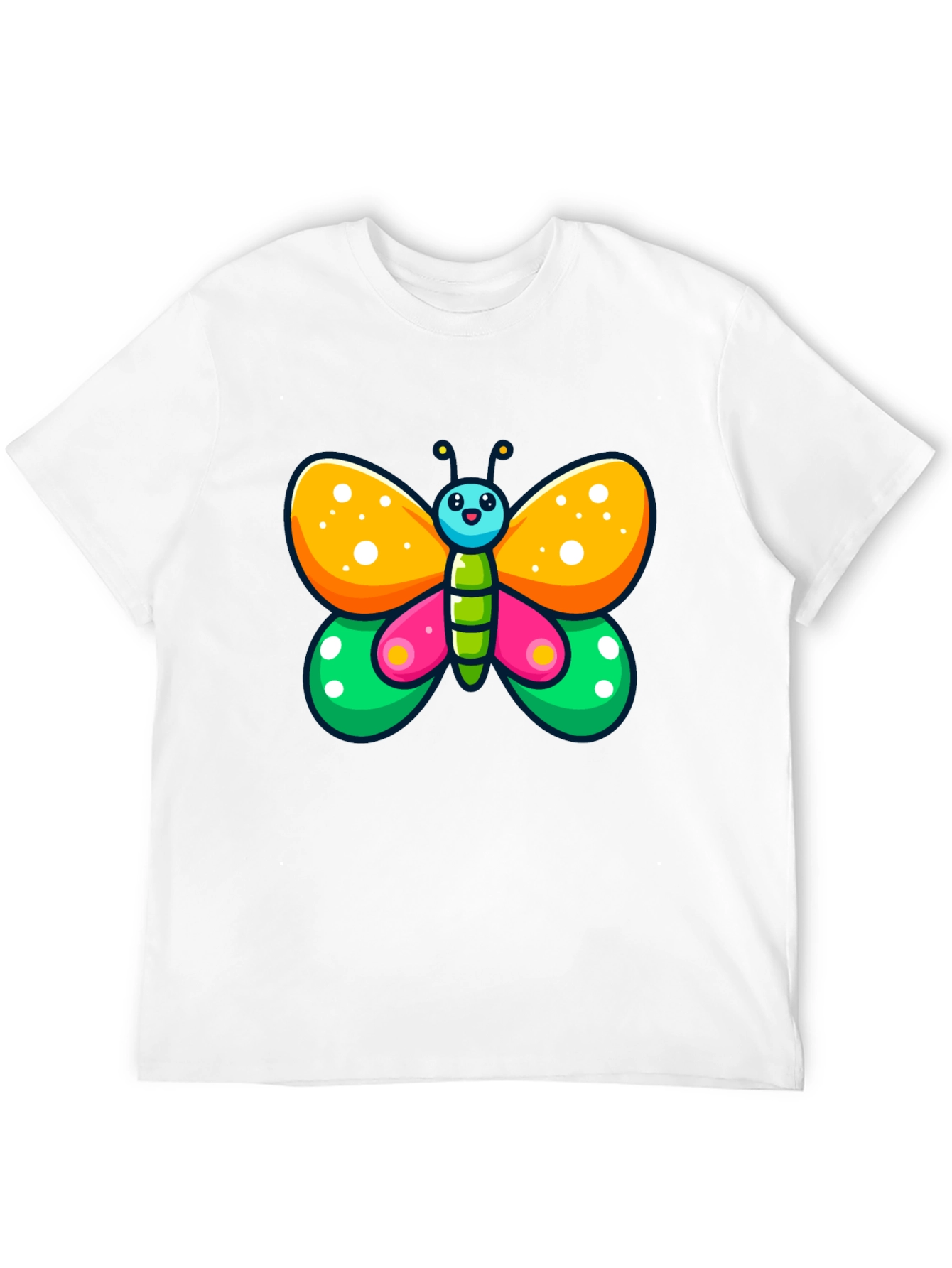 Black Cartoon Butterfly Graphic Black T-Shirt view 12