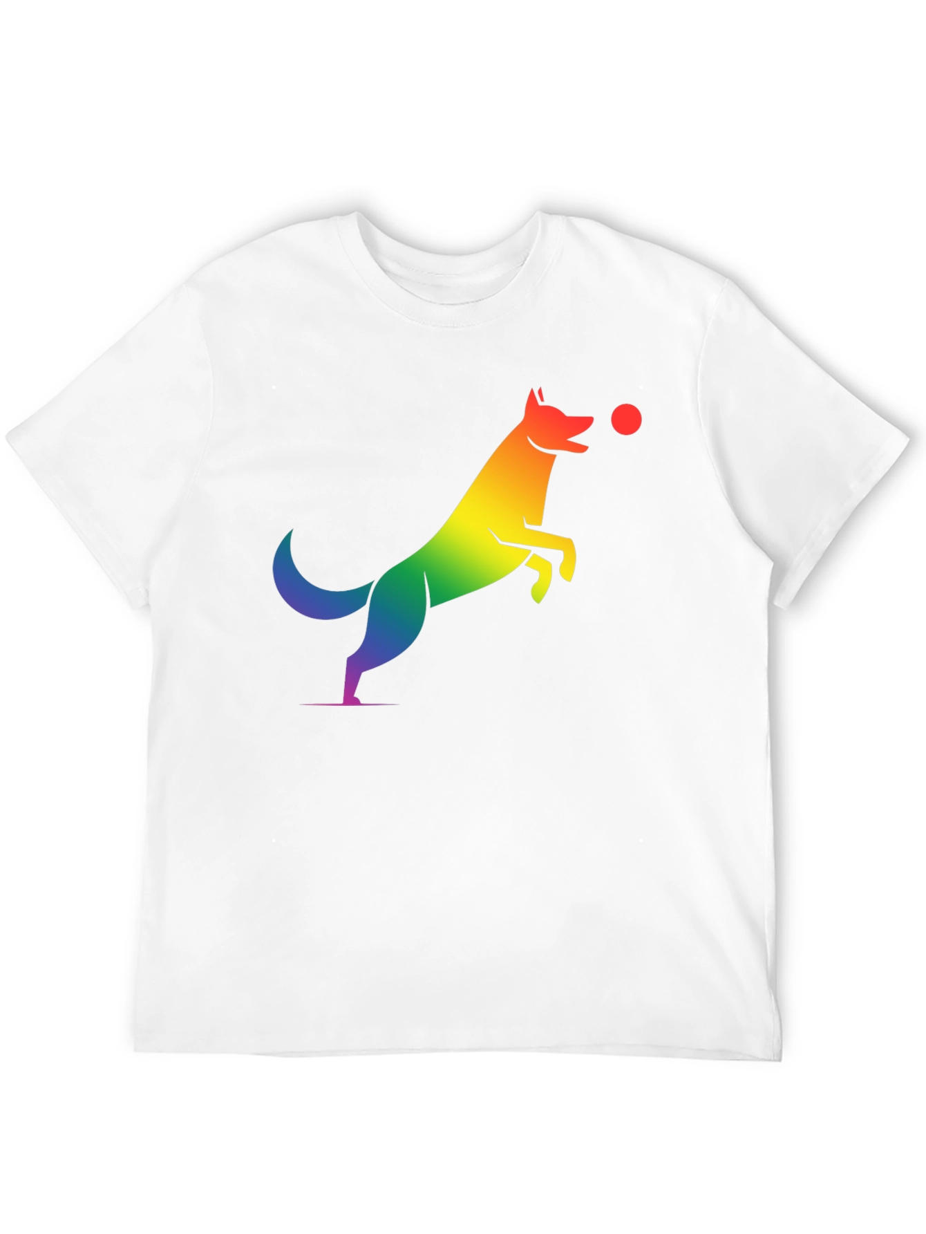 Black Rainbow Dog Catching Ball Graphic T-Shirt view 12