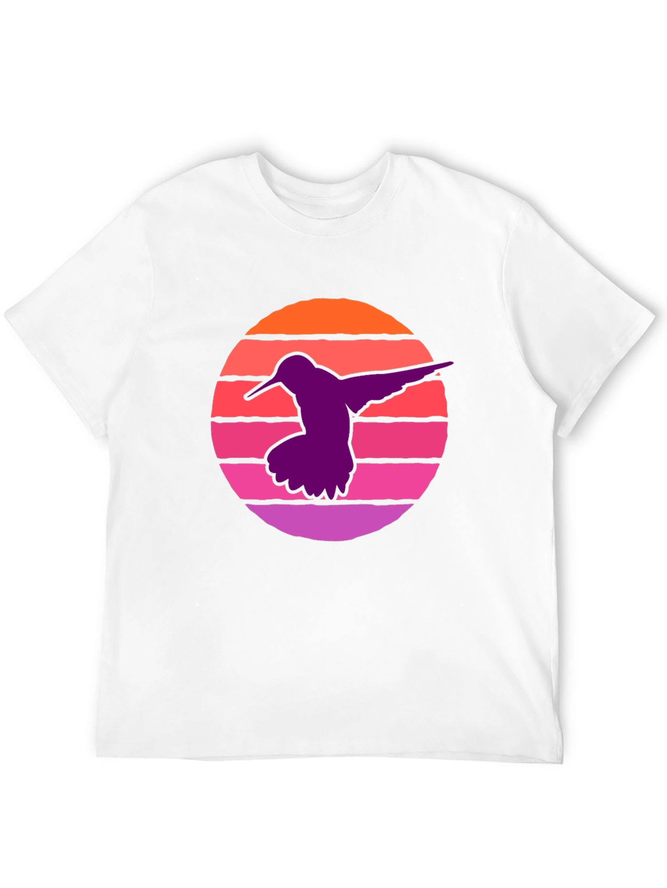Black Hummingbird Sunset T-Shirt - Retro Style Black Tee view 12