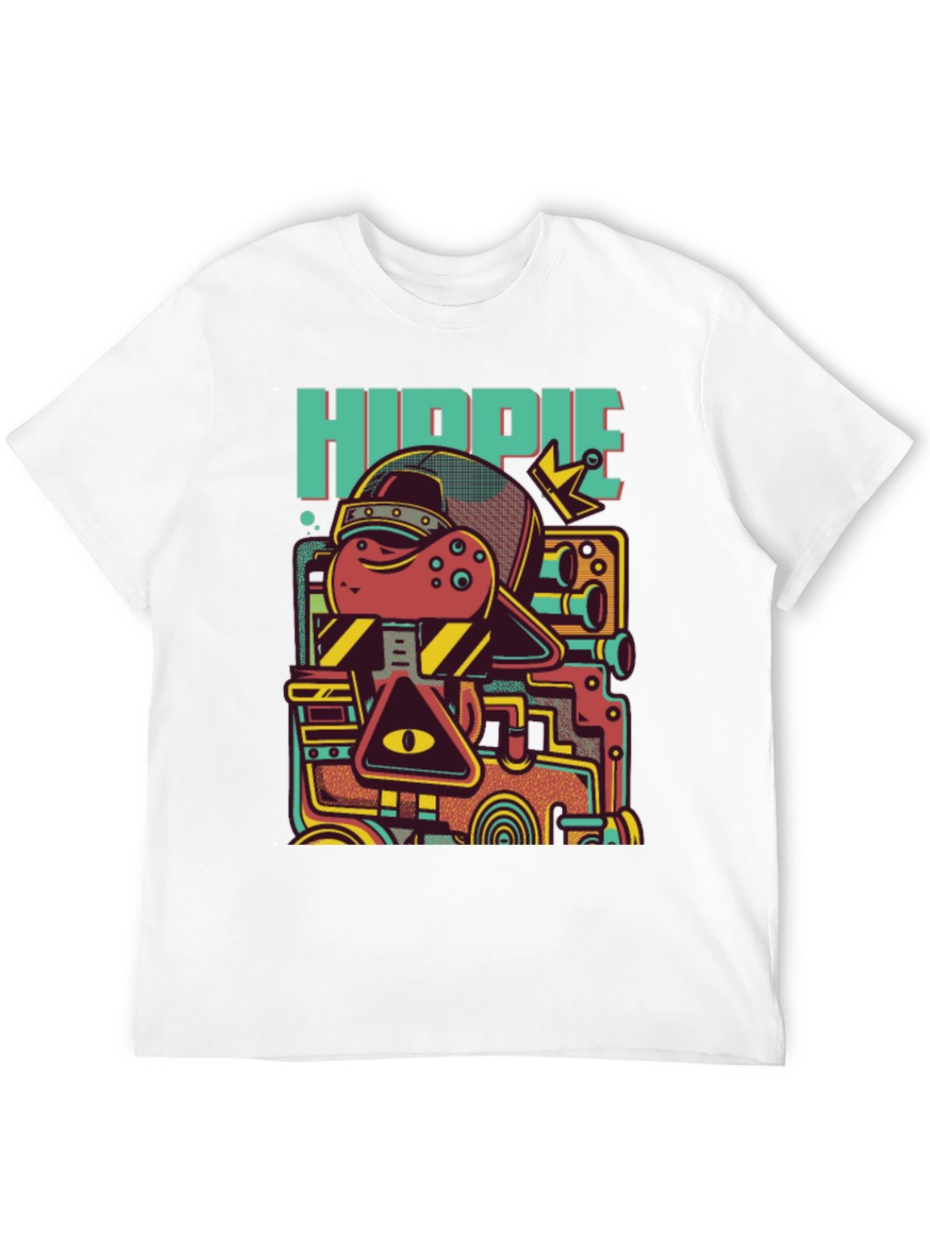 Black Hippie Robot Black Graphic T-Shirt view 12