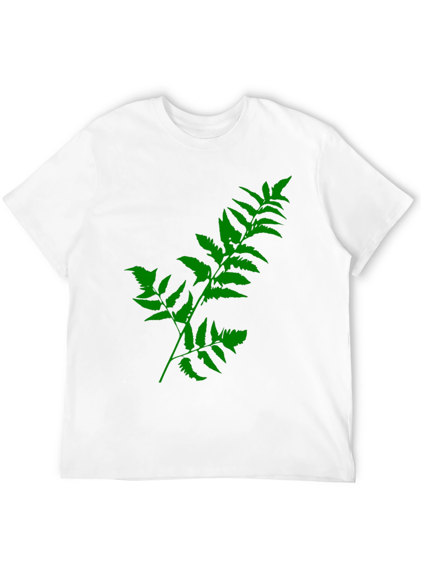 Black Green Fern Print Black T-Shirt view 12