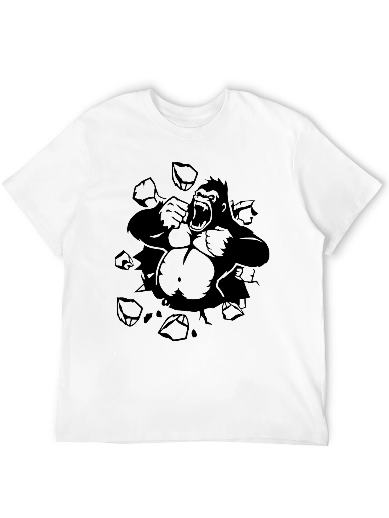 Black Raging Gorilla Graphic Tee - Black Cotton view 12