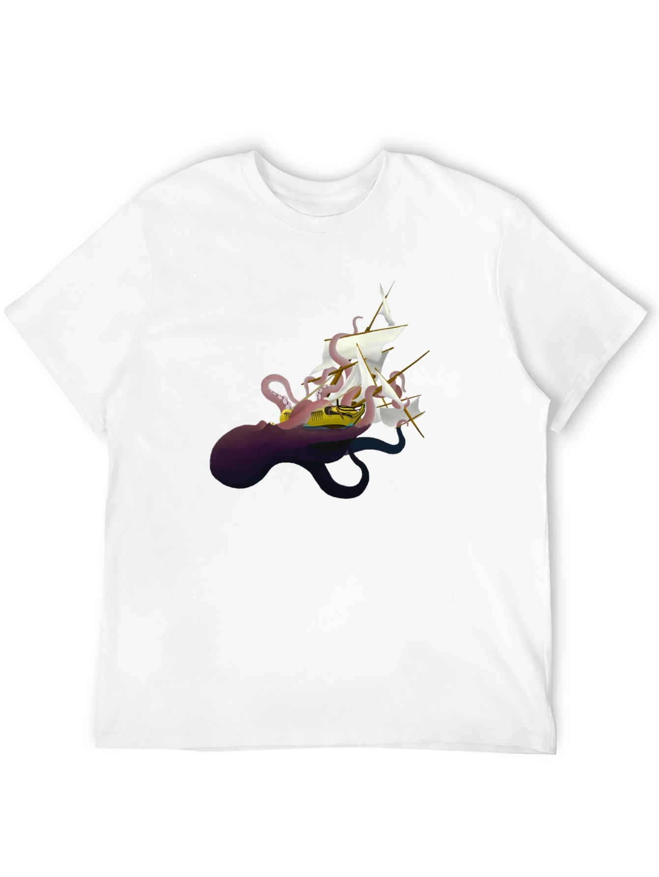 Black Octopus Ship Black T-Shirt - Unique Kraken Graphic Tee view 12