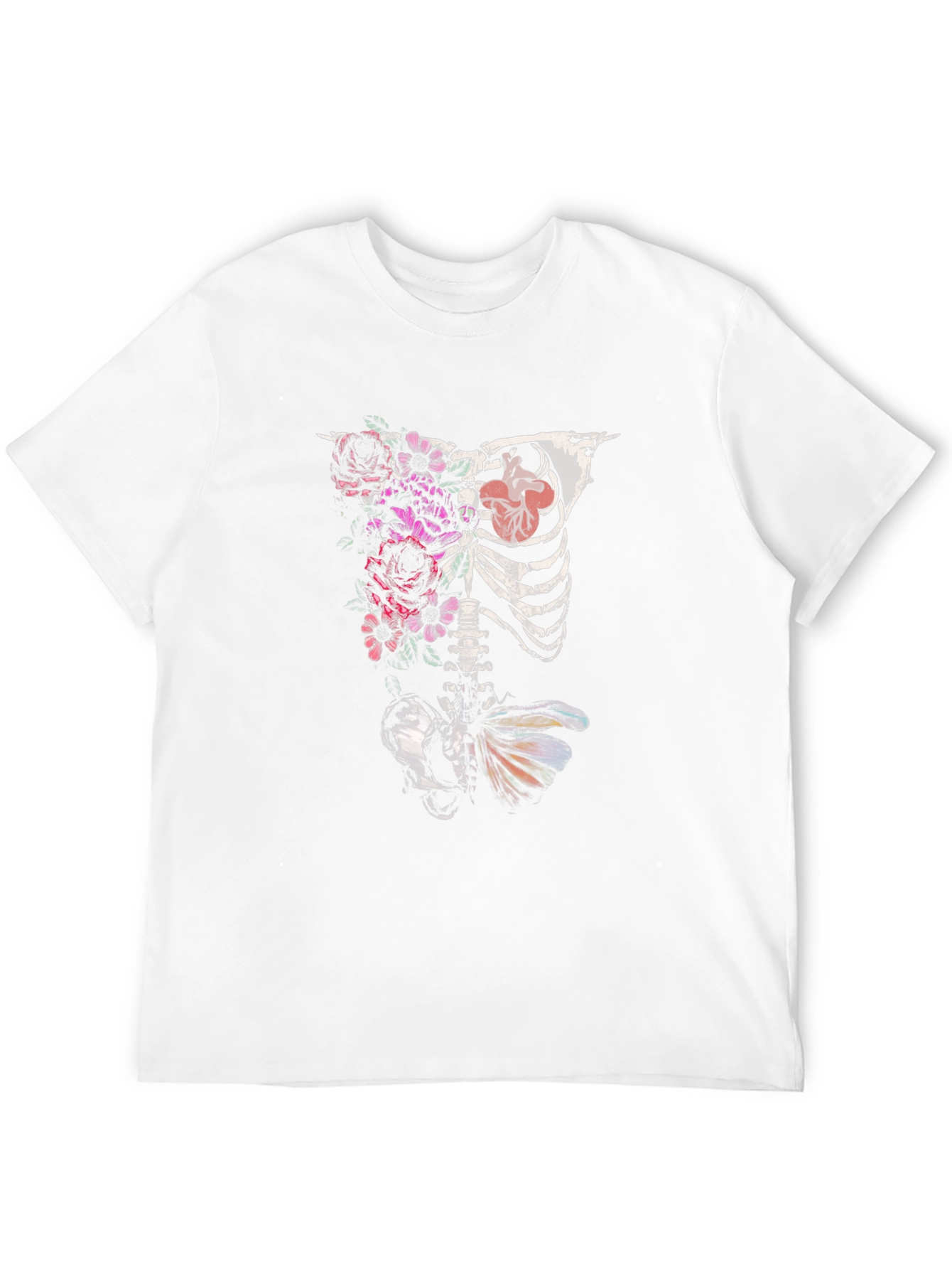 Black Floral Skeleton Graphic T-Shirt - Unique Design Tee view 12