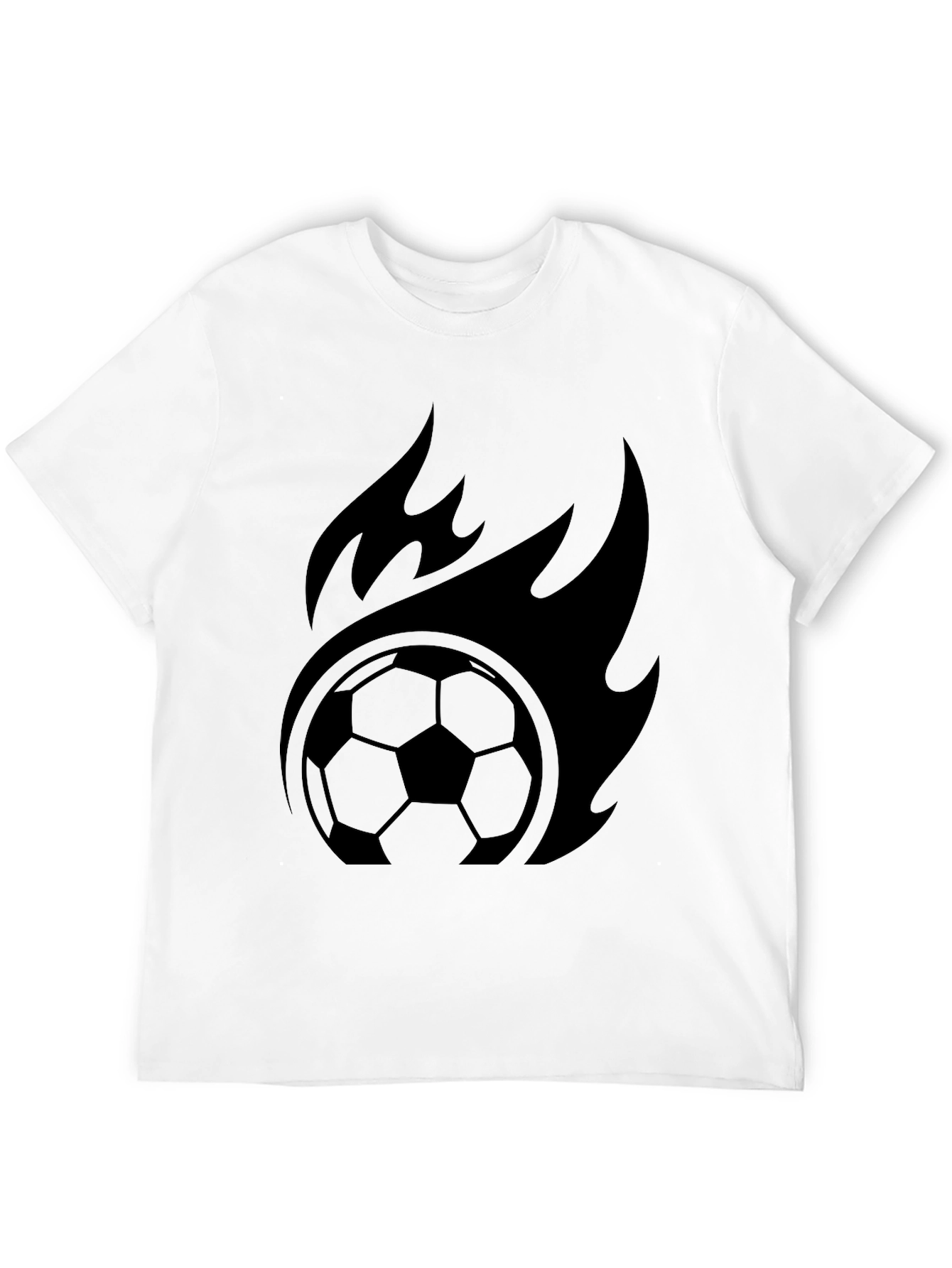 Black Flaming Soccer Ball Graphic Tee - Black view 12