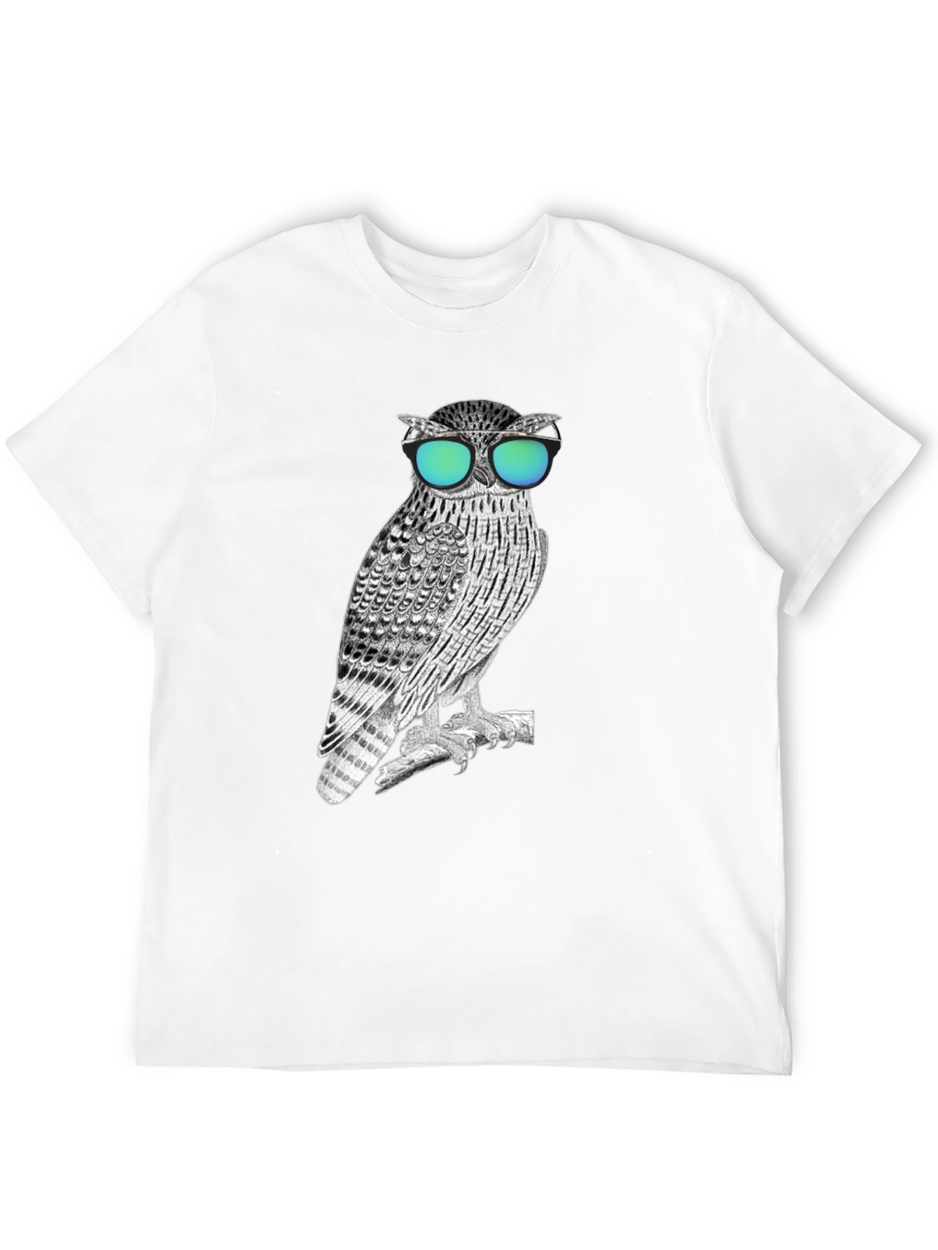 Black Cool Owl Graphic Tee - Black Cotton Blend view 12