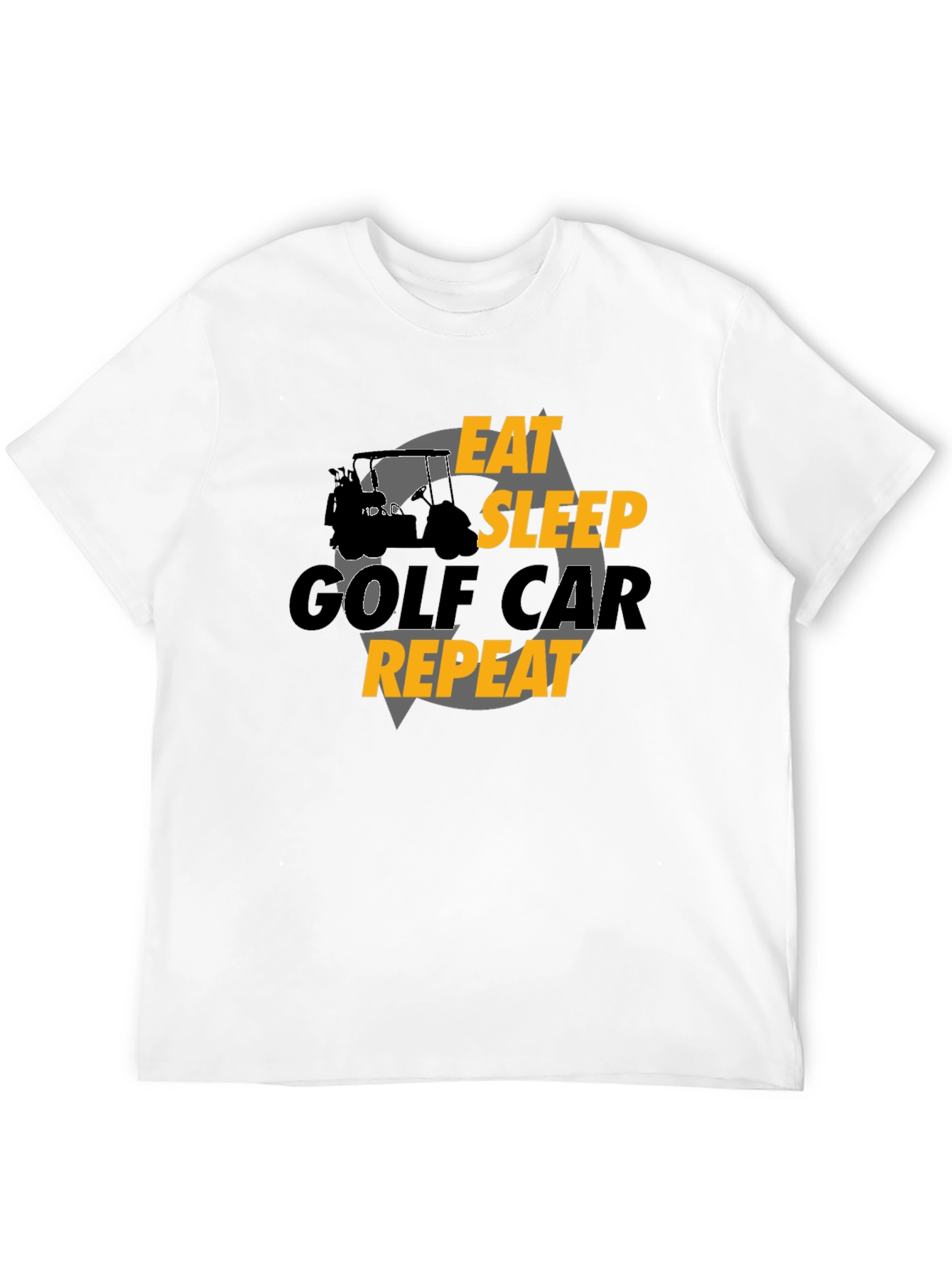 Black Eat Sleep Golf Car Repeat Black Graphic Tee view 12