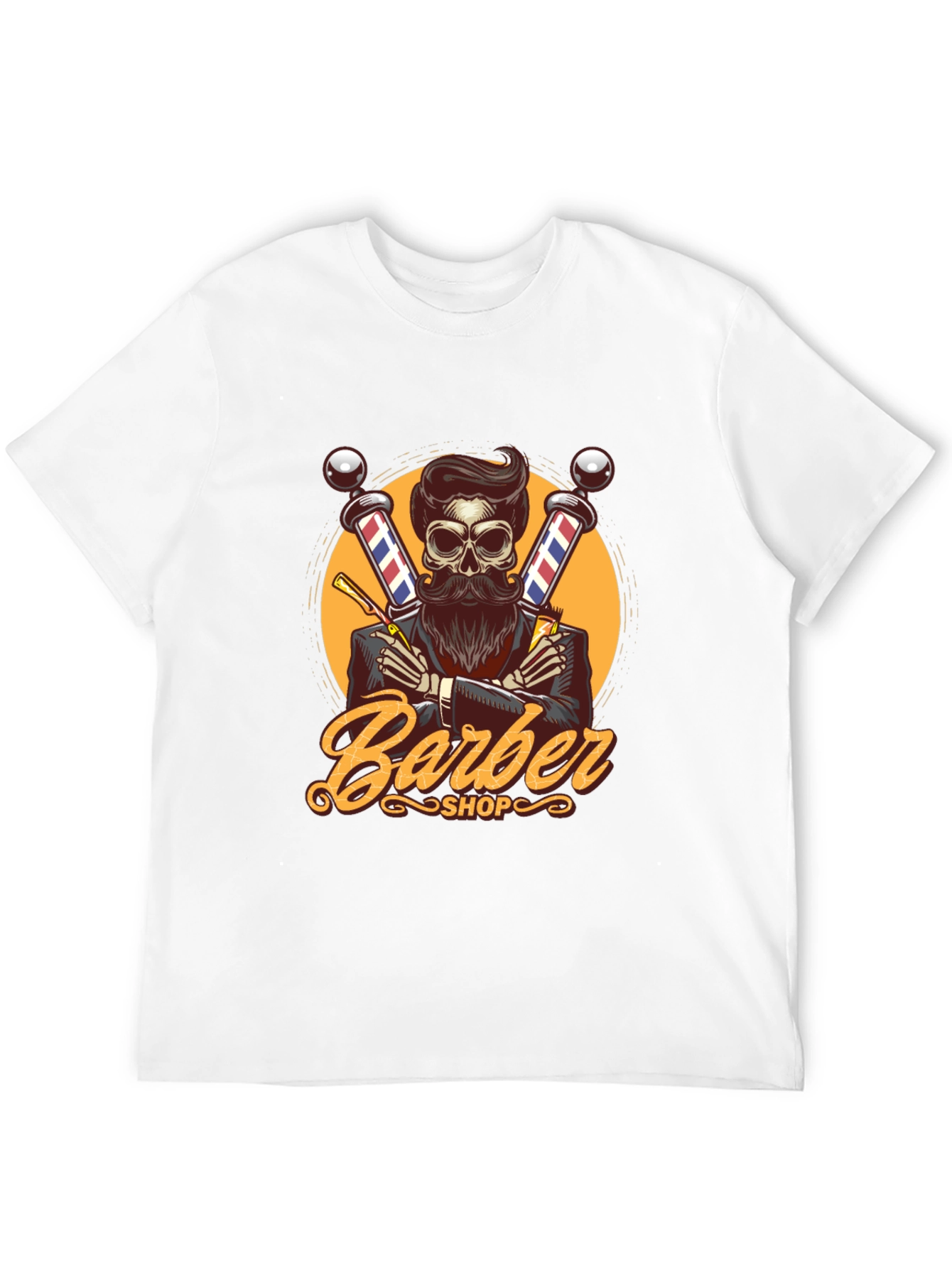 Black Barber Shop Skeleton Graphic Tee view 12