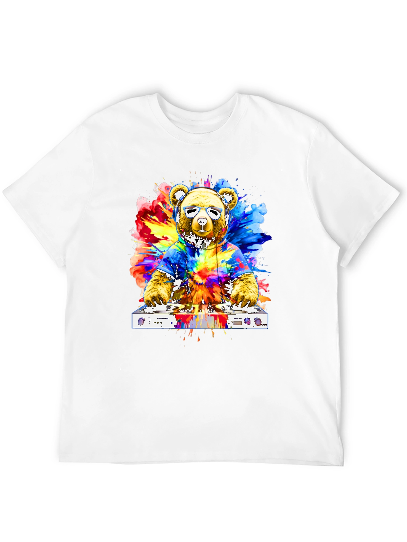Black DJ Bear Tie-Dye Graphic Tee view 12