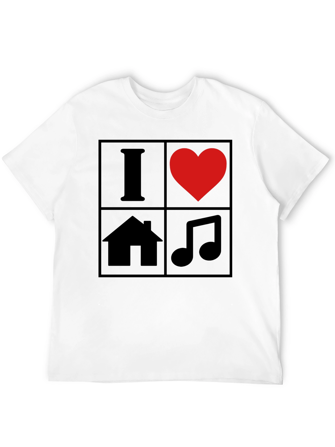 Black I Love House Music T-Shirt - Black Graphic Tee view 12