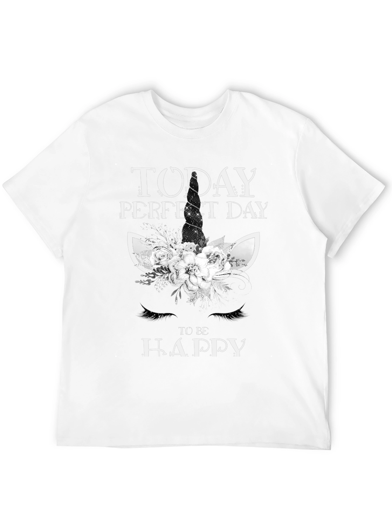 Black Unicorn Floral Graphic T-Shirt, Positive Vibes view 12