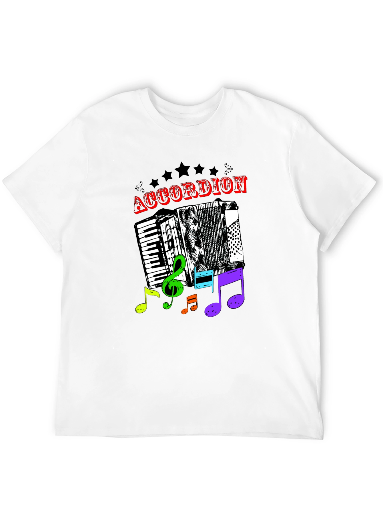 Black Accordion & Music Notes Graphic T-Shirt - Unisex view 12