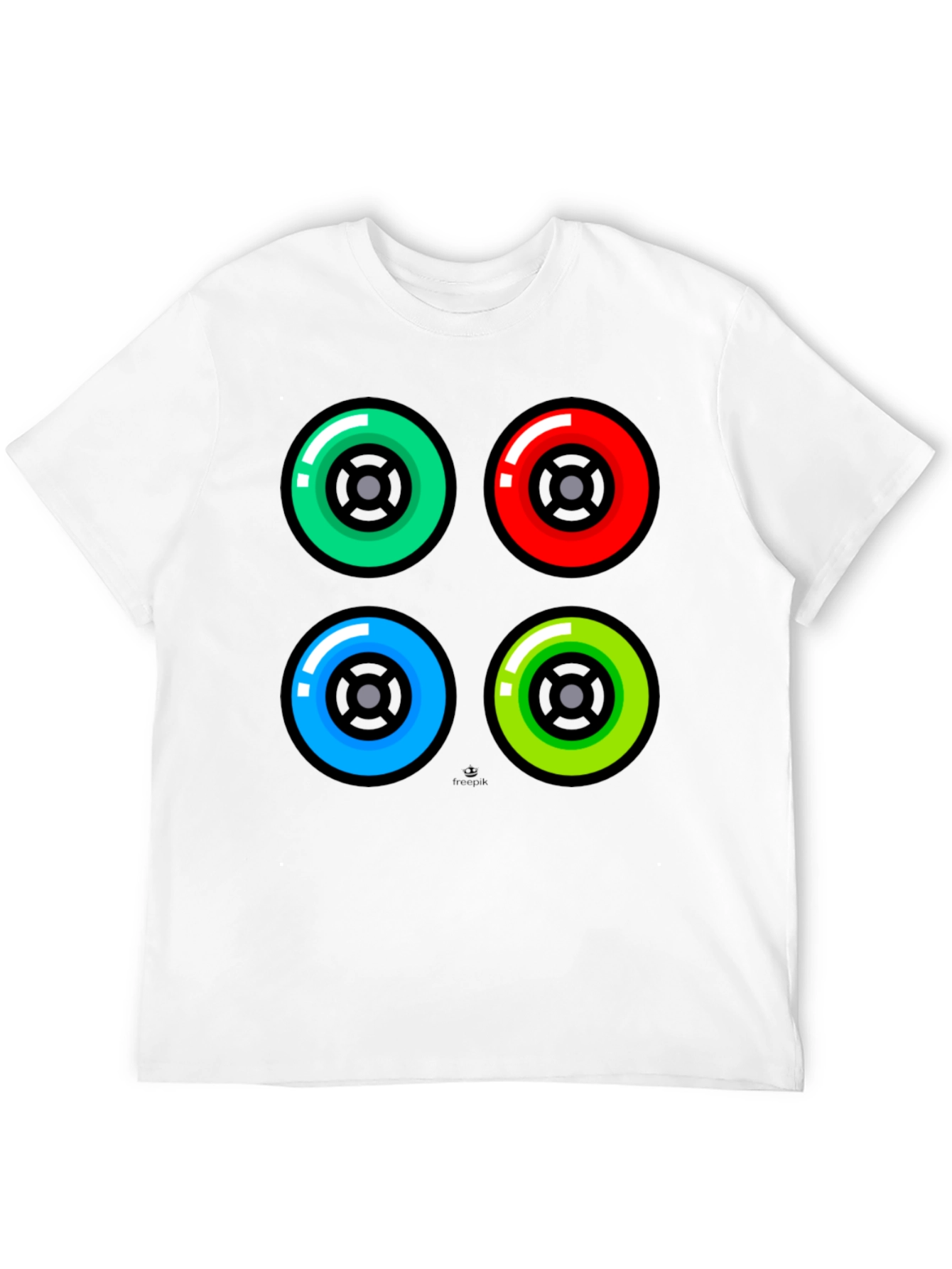 Black Colorful Wheels Graphic Tee - Black Cotton T-Shirt view 12
