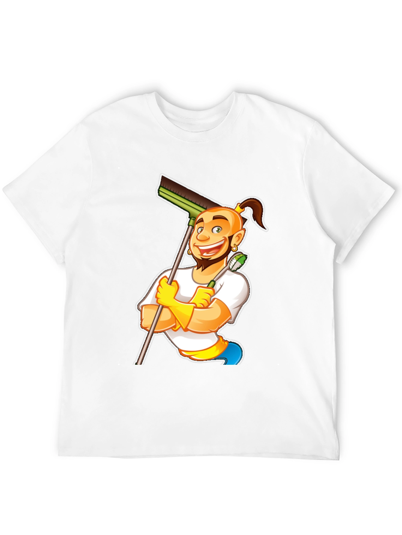 Black Funny Cleaning Cartoon T-Shirt view 12
