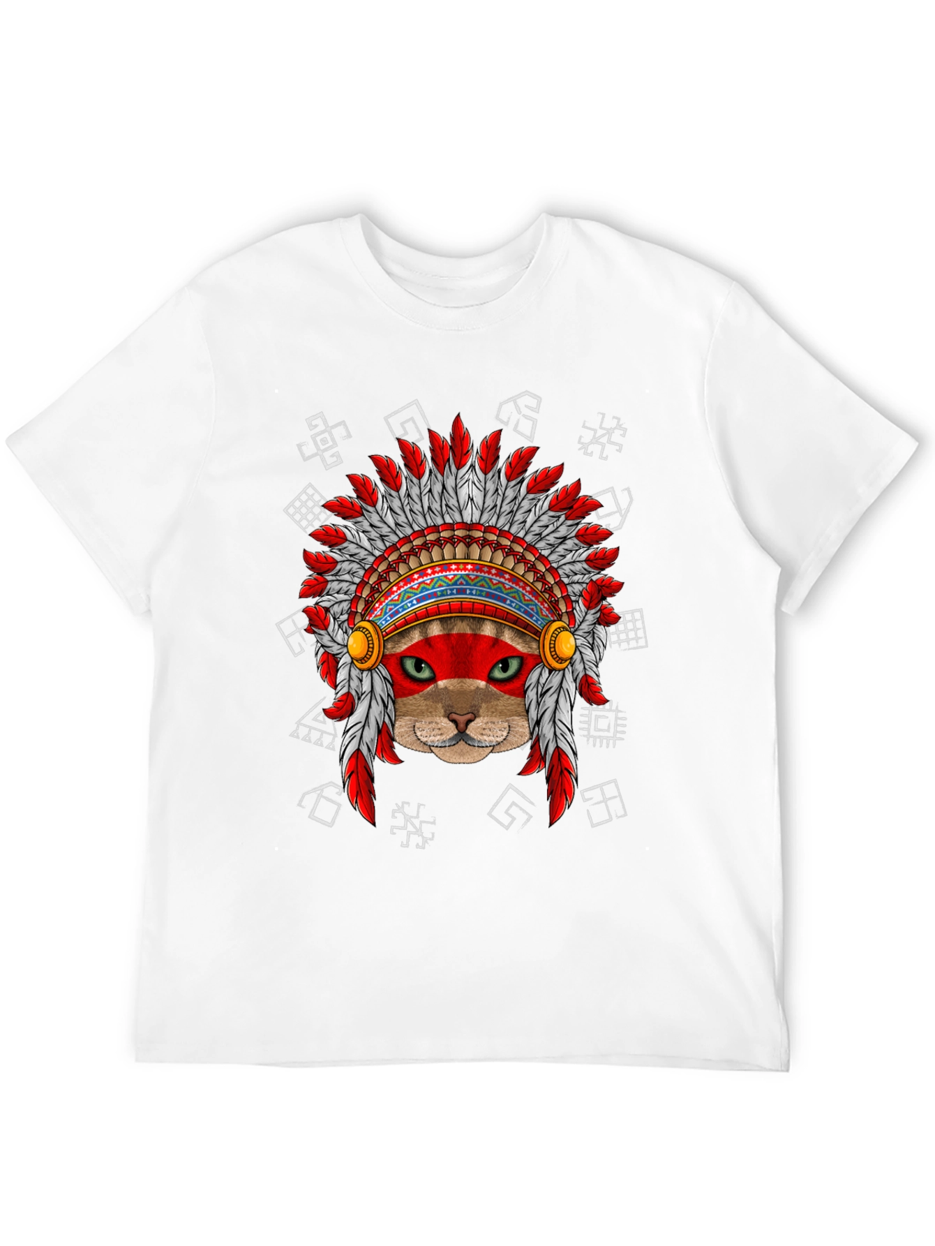 Black Native American Cat T-Shirt view 12