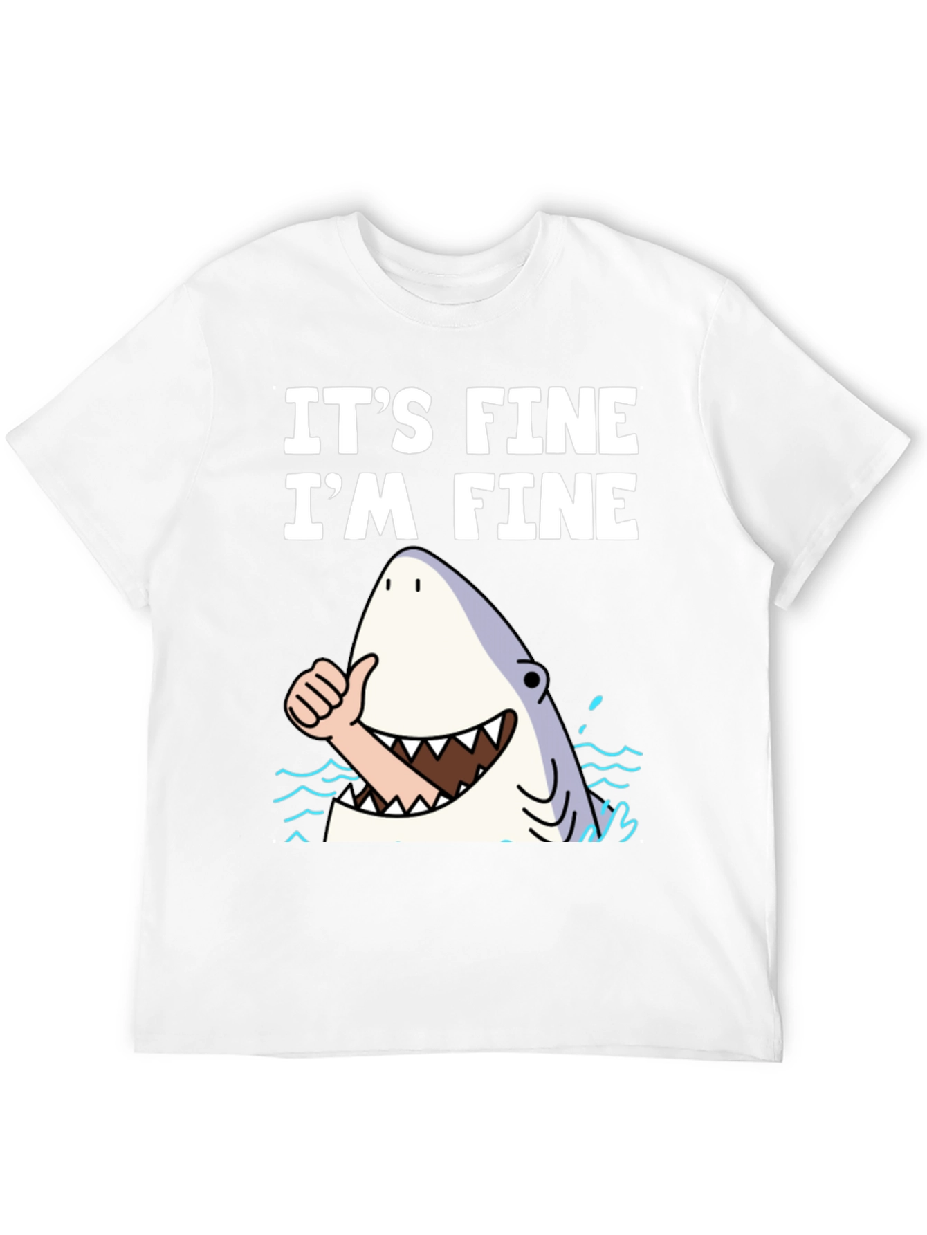 Black It's Fine I'm Fine Shark T-Shirt view 12