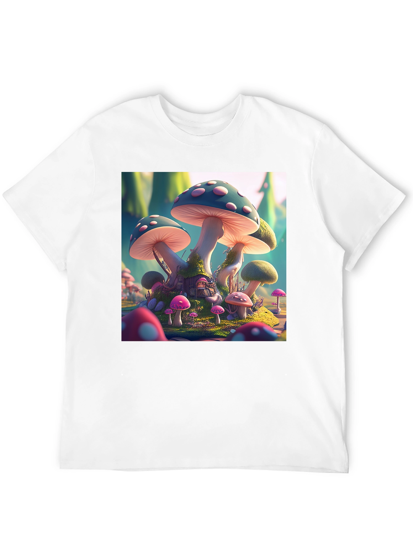 Black Magical Mushroom House T-Shirt view 12
