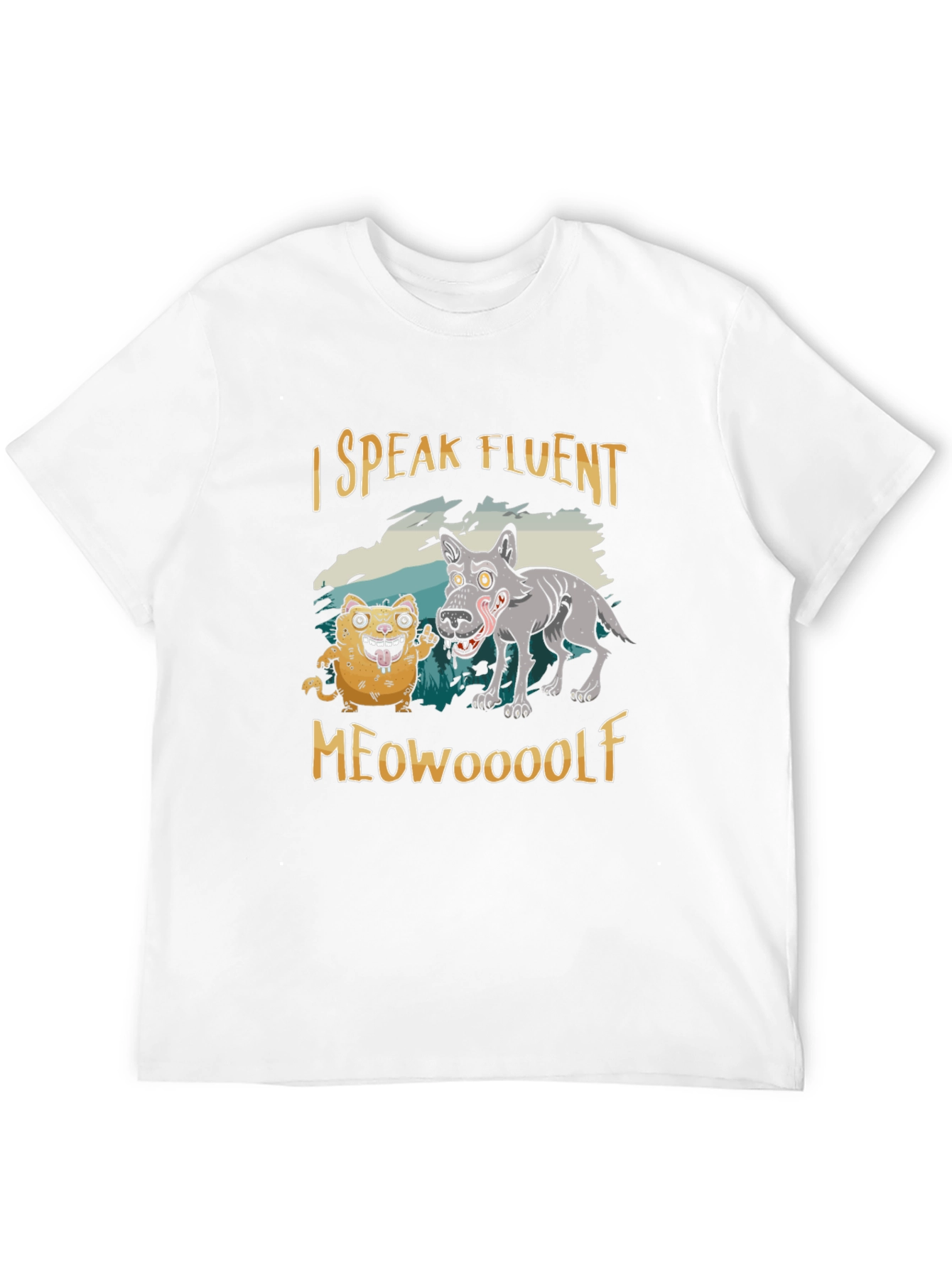 Black I Speak Fluent Meowooolf Funny Novelty T-Shirt view 12