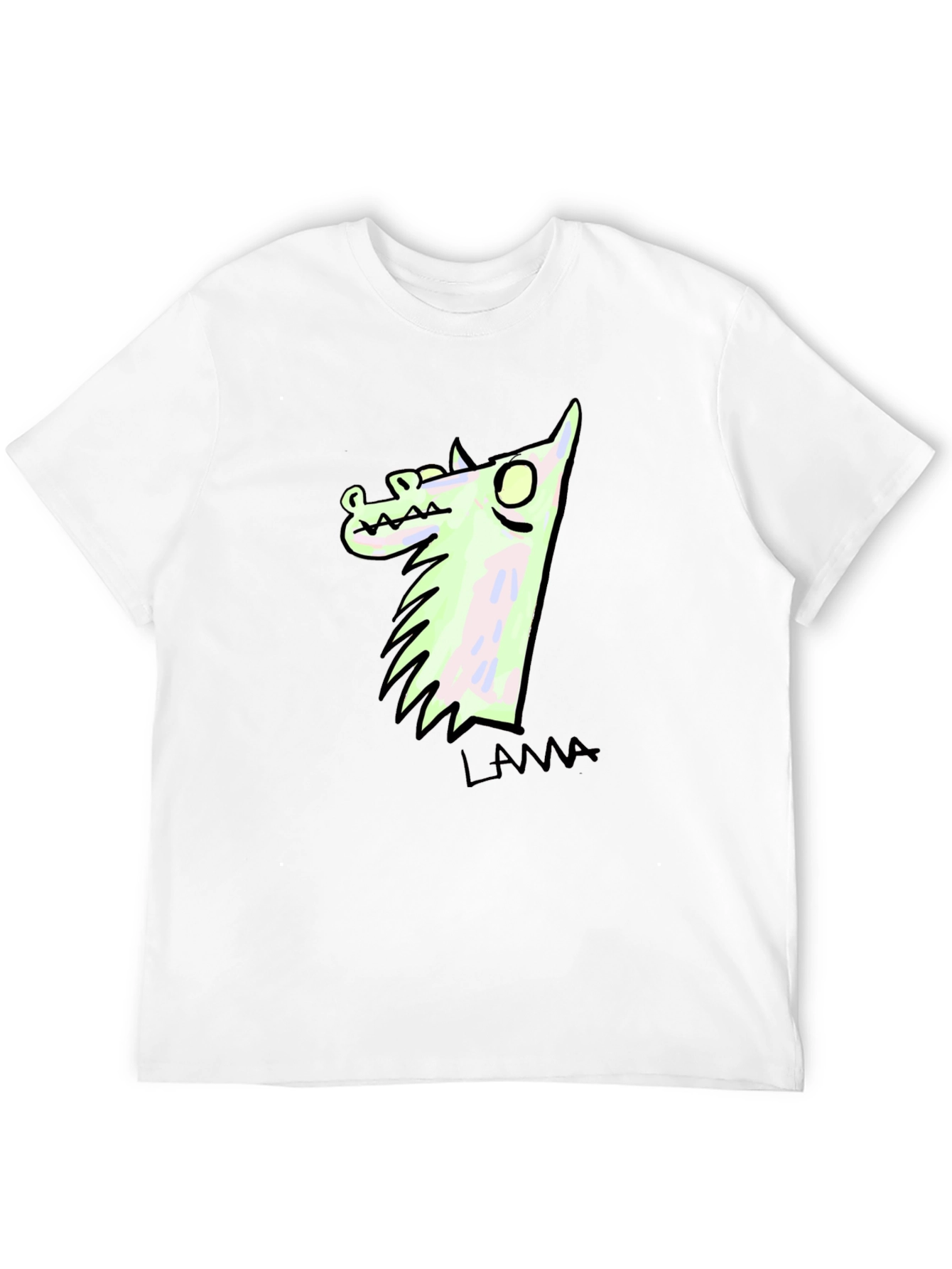 Black Llama Cartoon Graphic Print Black T-Shirt view 12