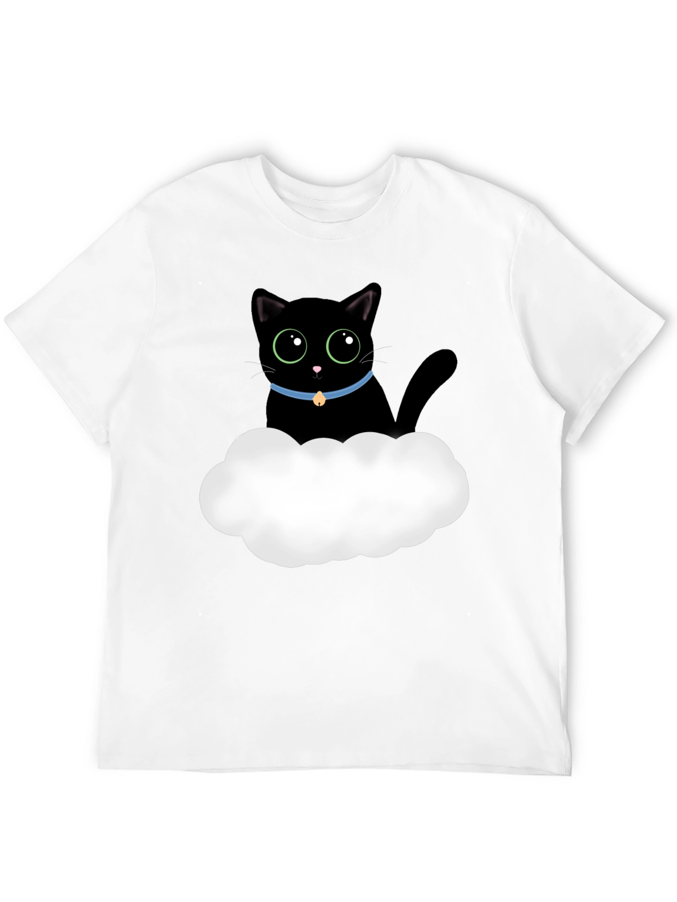 Black Cute Black Cat Cloud T-Shirt - Soft Cotton Tee view 12