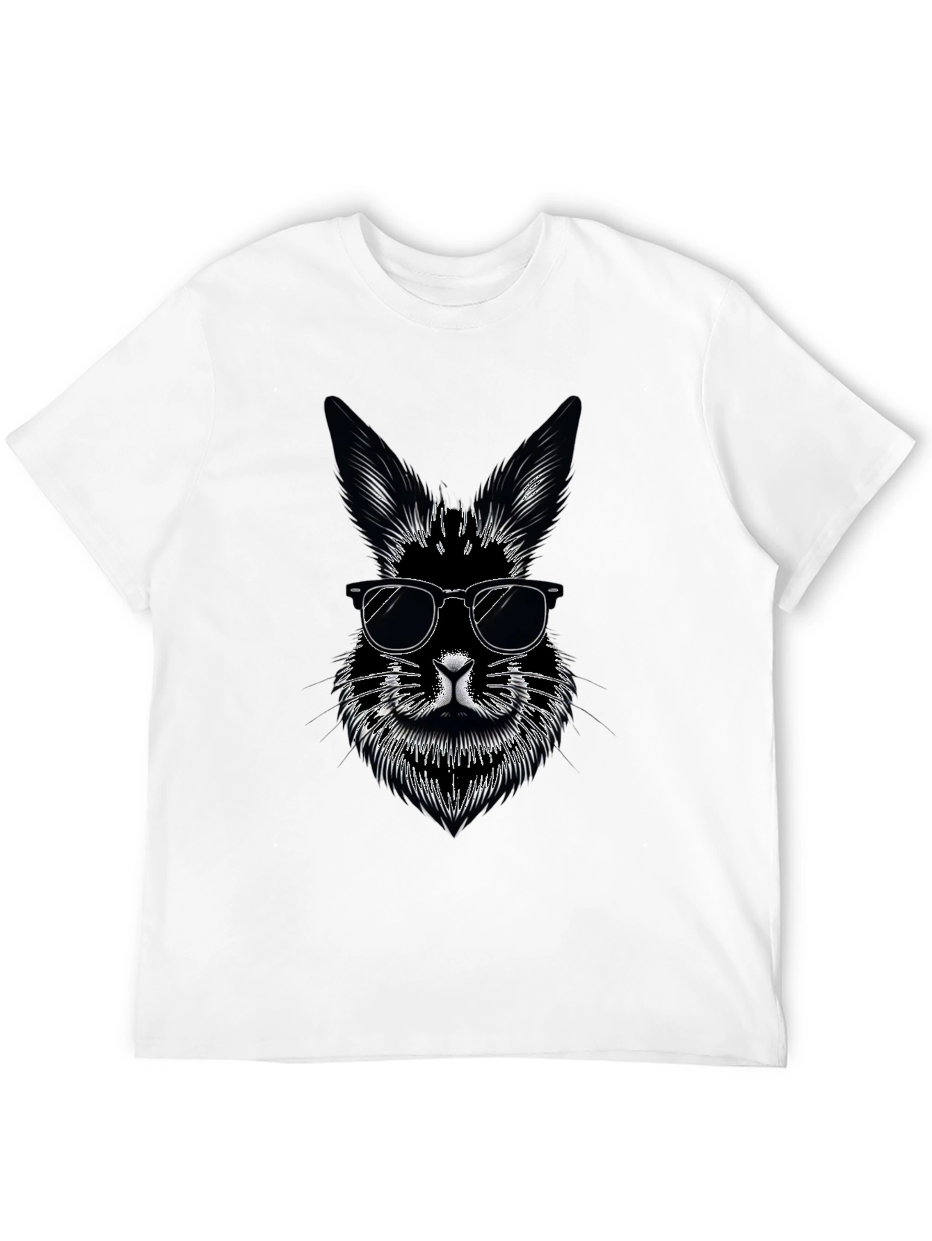 Black Cool Rabbit Graphic Tee - Black Cotton T-Shirt view 12