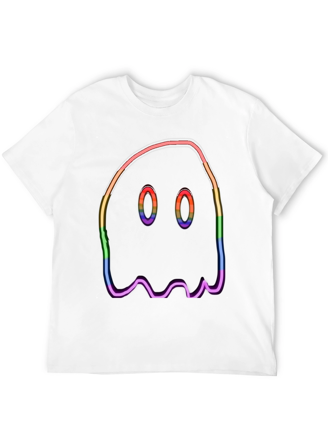 Black Rainbow Ghost Graphic Tee - Halloween Spooky Shirt view 12