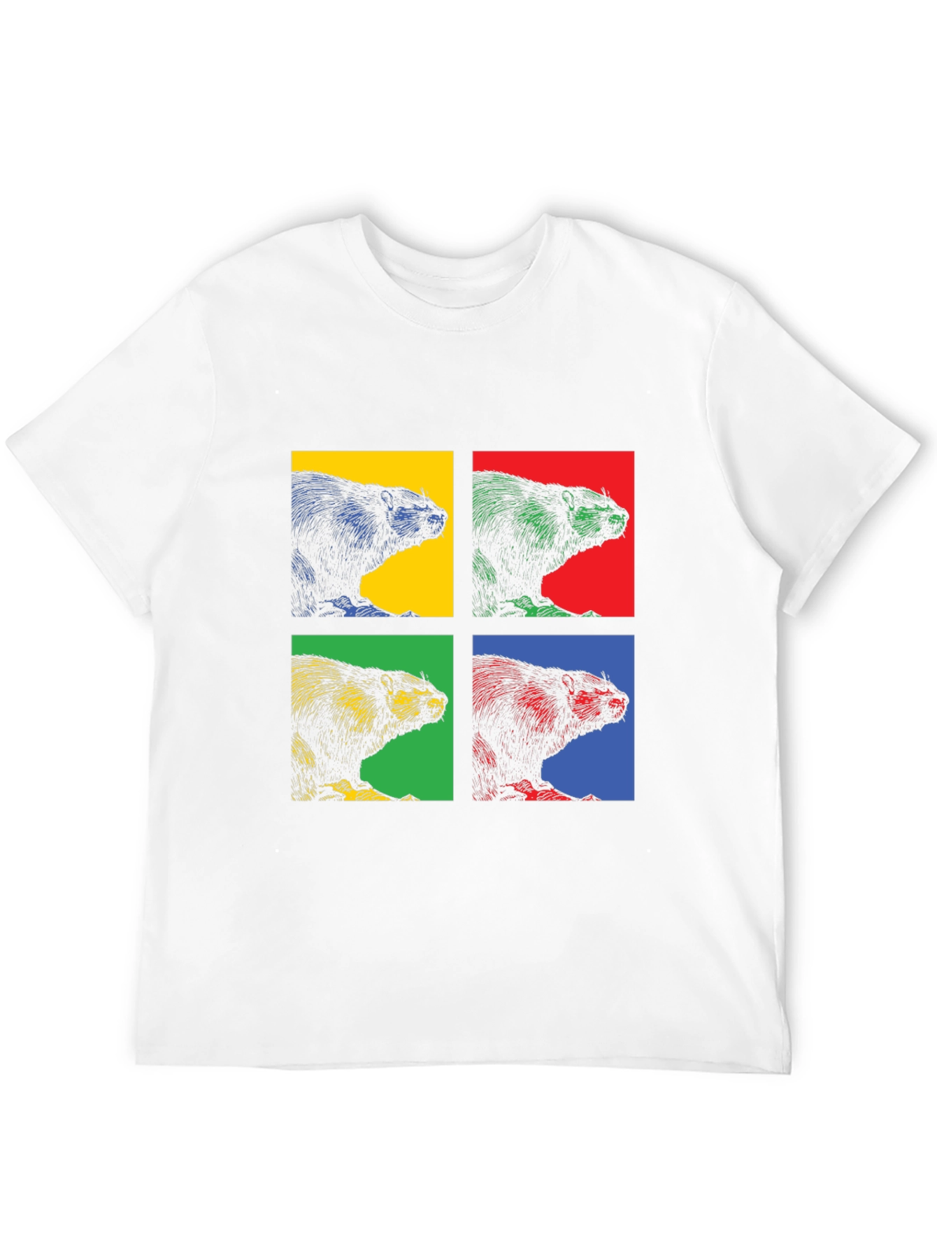 Black Retro Beaver Pop Art Graphic Tee - Black Cotton T-Shirt view 12