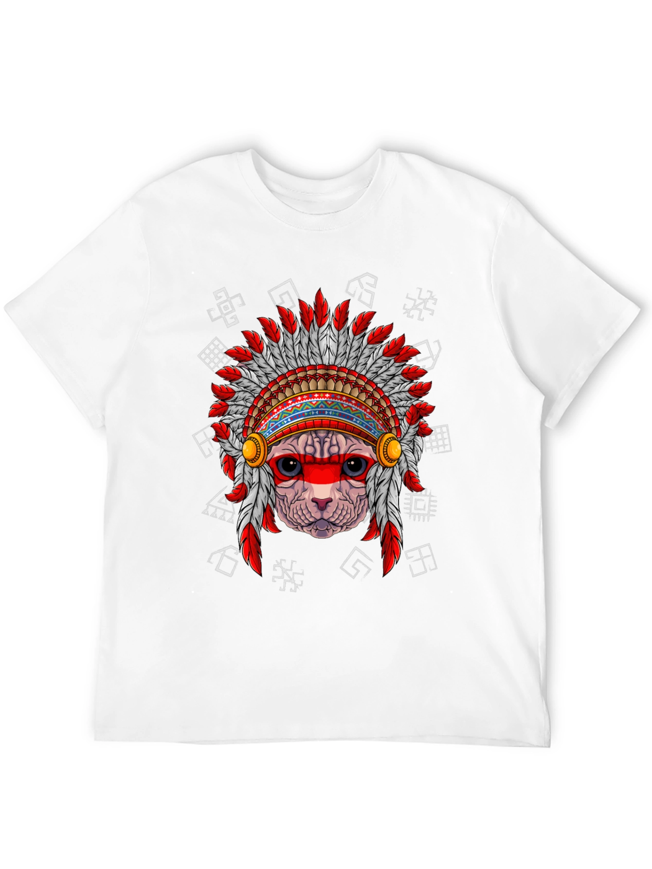Black Native American Cat T-Shirt, Unique Graphic Tee view 12