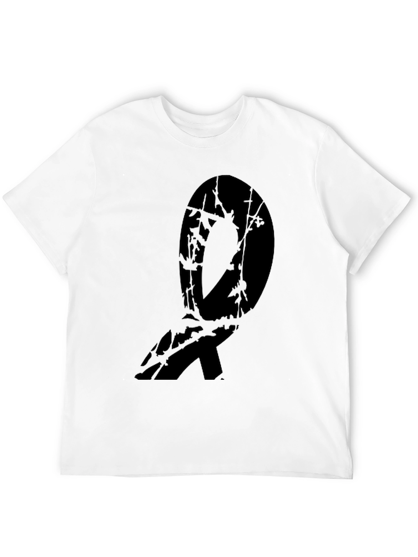 Black Abstract Branch Design Black T-Shirt view 12