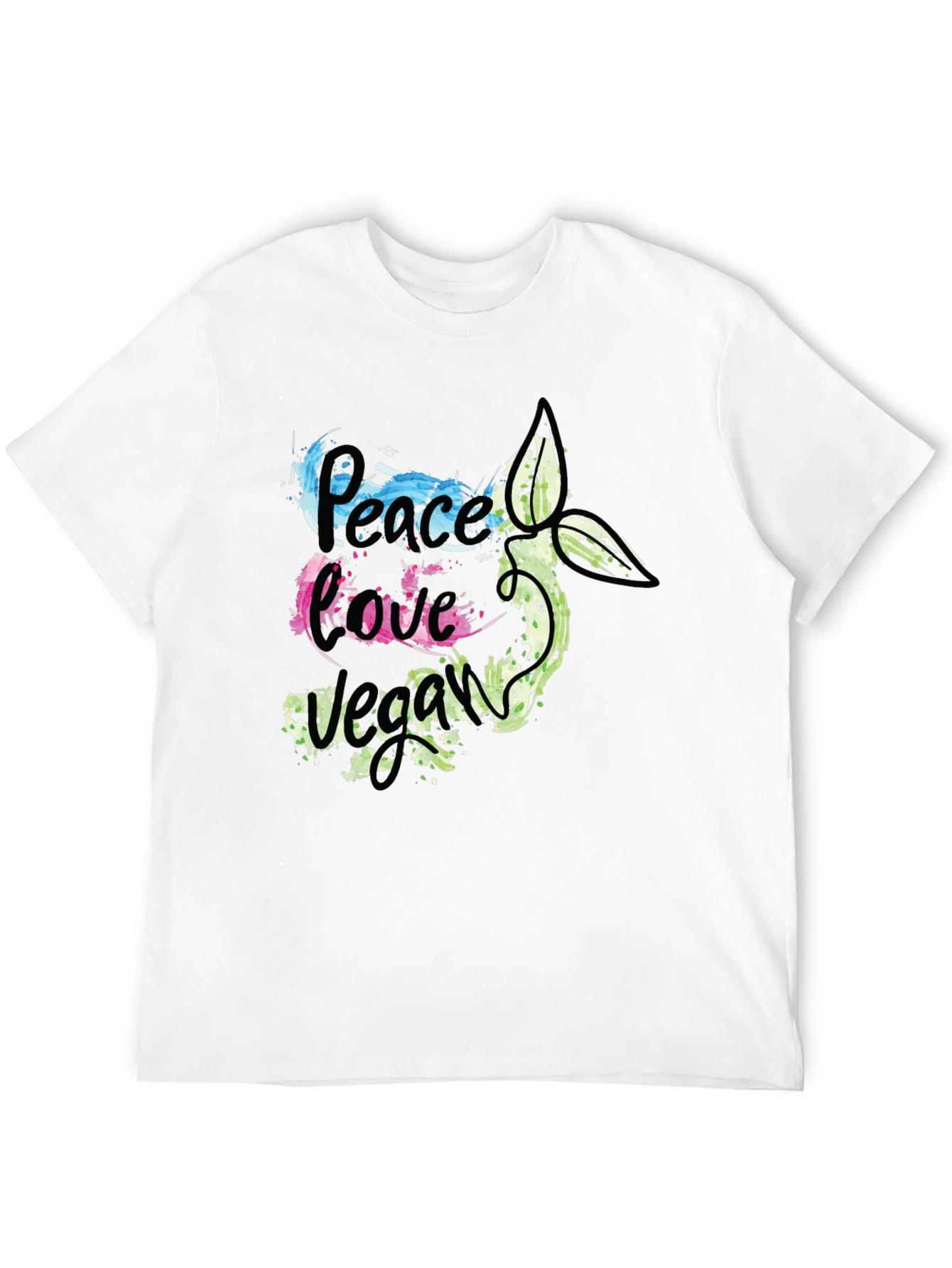 Black Peace Love Vegan Graphic T-Shirt view 12