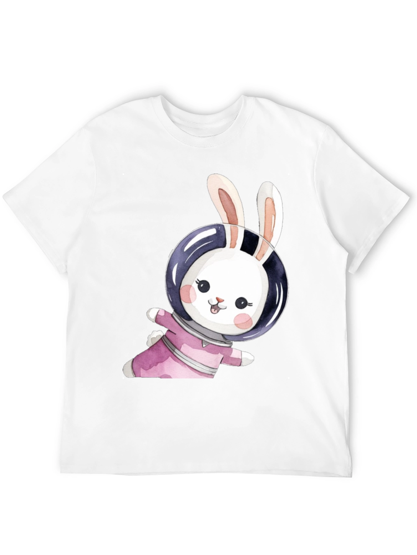 Black Cute Bunny Astronaut Black T-Shirt view 12