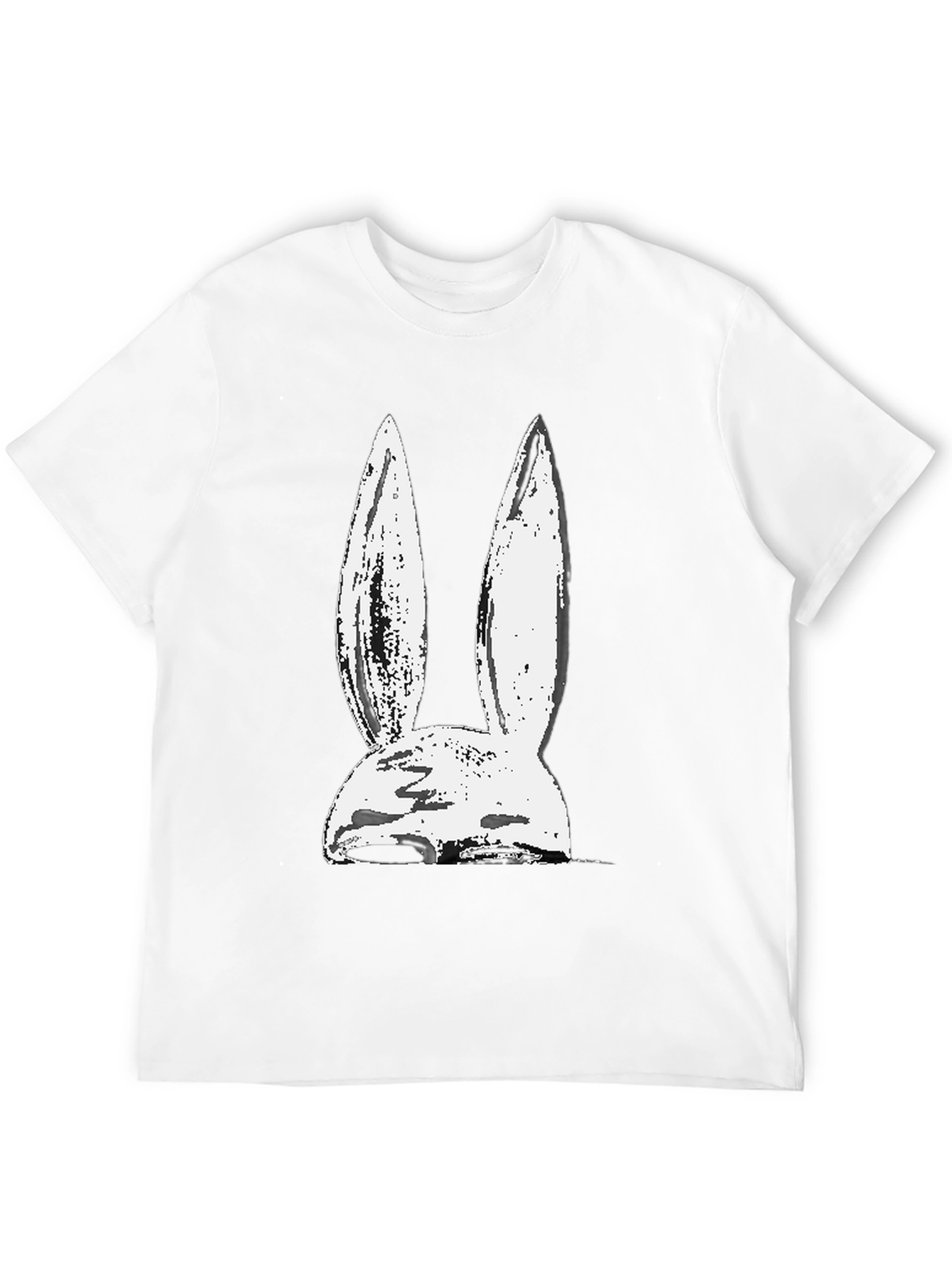Black Abstract Bunny Graphic Tee - Black Cotton Blend view 12
